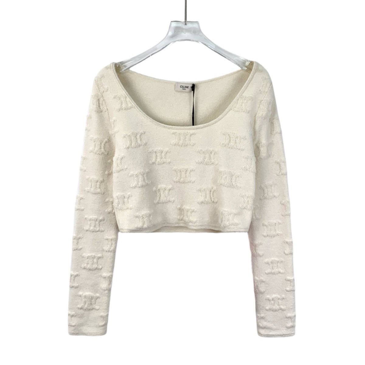 Celine Celine Off-white Triomphe Logo Knit Top K26WX Size S / US 4 / IT 40 - 1 Thumbnail