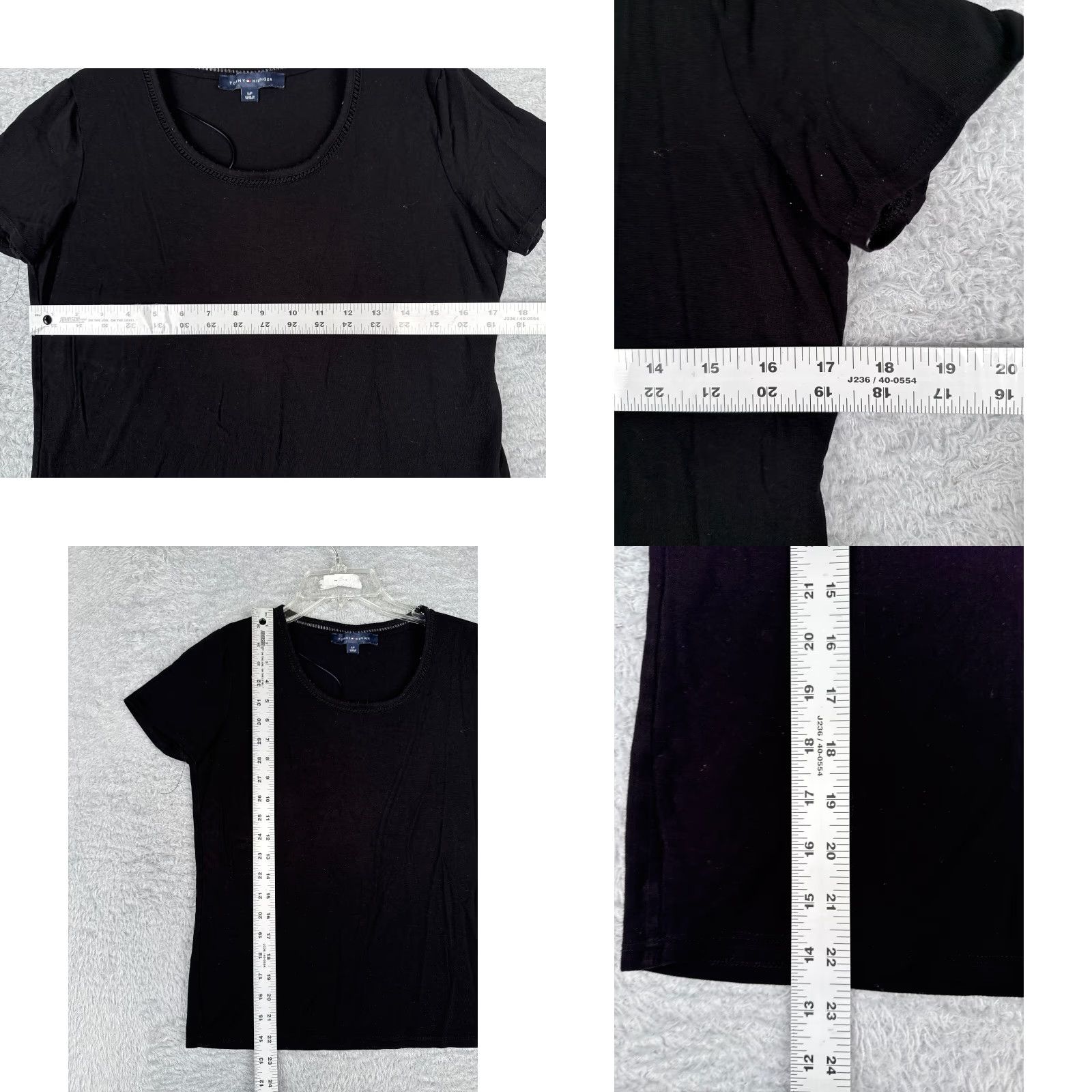 Tommy Hilfiger Tommy Hilfiger Shirt Womens Small Petite Black Scoop Neck Viscose Blend Jersey Logo Short Sleeve Pullover Casual All Seasons Breathable Easy Care Size S / US 4 / IT 40 - 8 Thumbnail