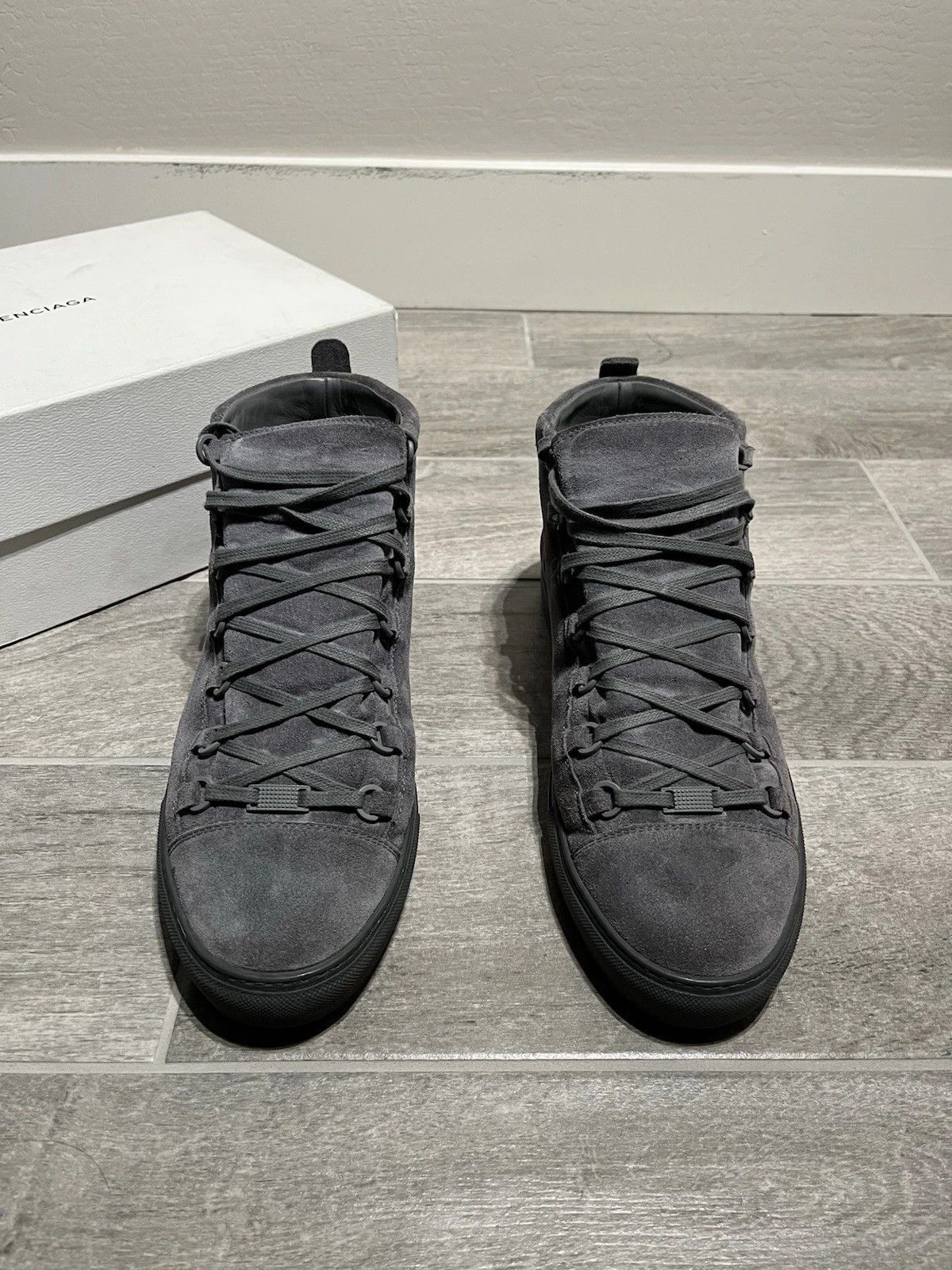 Balenciaga Balenciaga Arena Gray 14 Suede High Top Sneakers Size US 14 / EU 47 - 4 Thumbnail