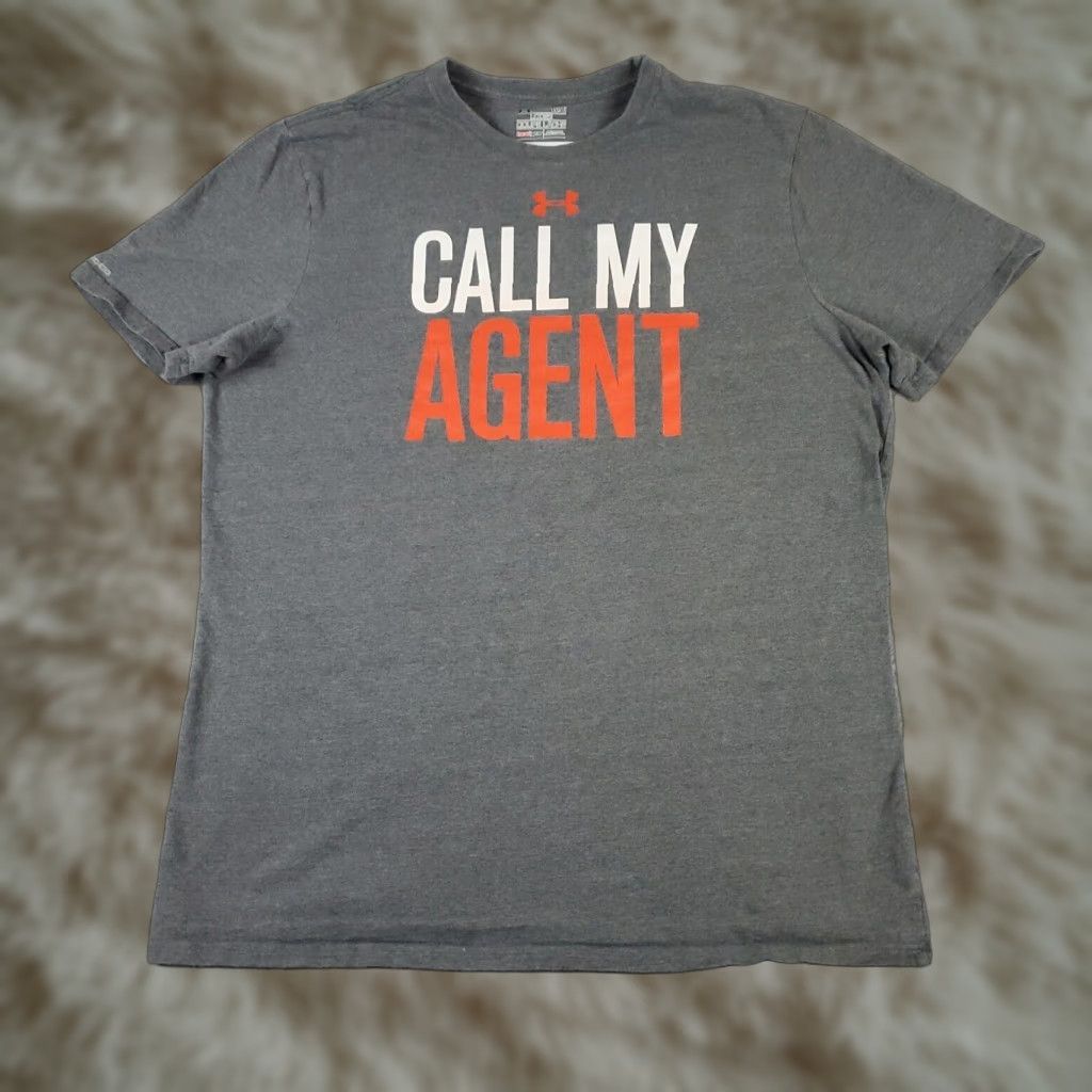 Under Armour UNDER ARMOUR T-SHIRT Mens Large Gray Short Sleeve Crew Neck Logo Adult Fitness Sports Shirt 90s Modern Classic Mens Size US L / EU 52-54 / 3 - 1 Thumbnail