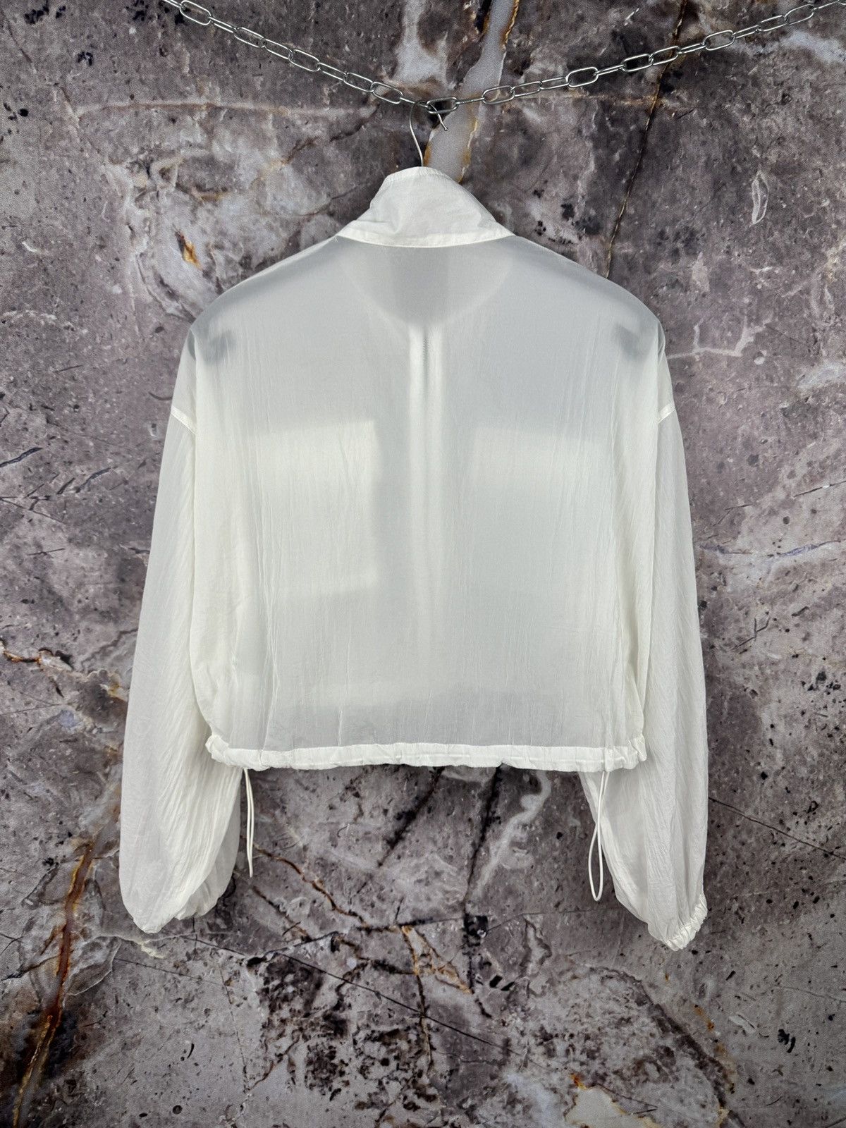 Other Ingni Sheer Cropped Zip Jacket White Lightweight Pocket Deta Size M / US 6-8 / IT 42-44 - 12 Thumbnail