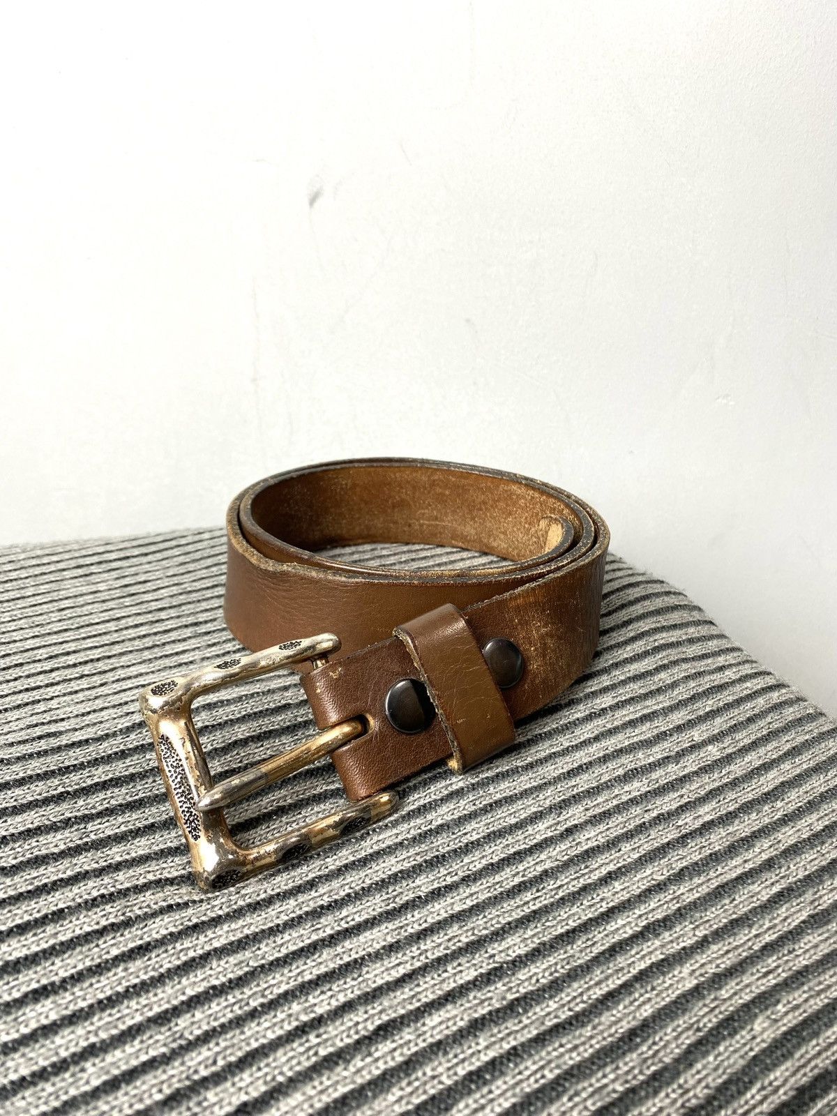 Cowboy Equipment Rare! Vintage USA Leather Belt Western Cowboy Style Texas Size ONE SIZE - 2 Thumbnail