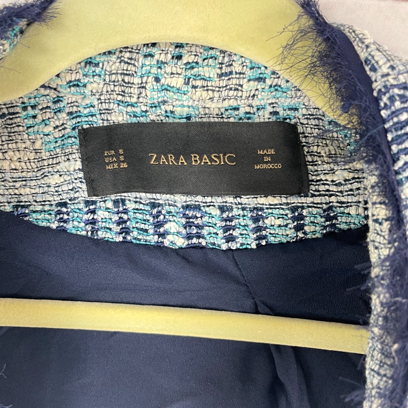 Zara Zara Basic Jacket Womens Small Blue Knit Lined Open Front Jacquard Long Sleeve Vintage No Size S / US 4 / IT 40 - 5 Thumbnail