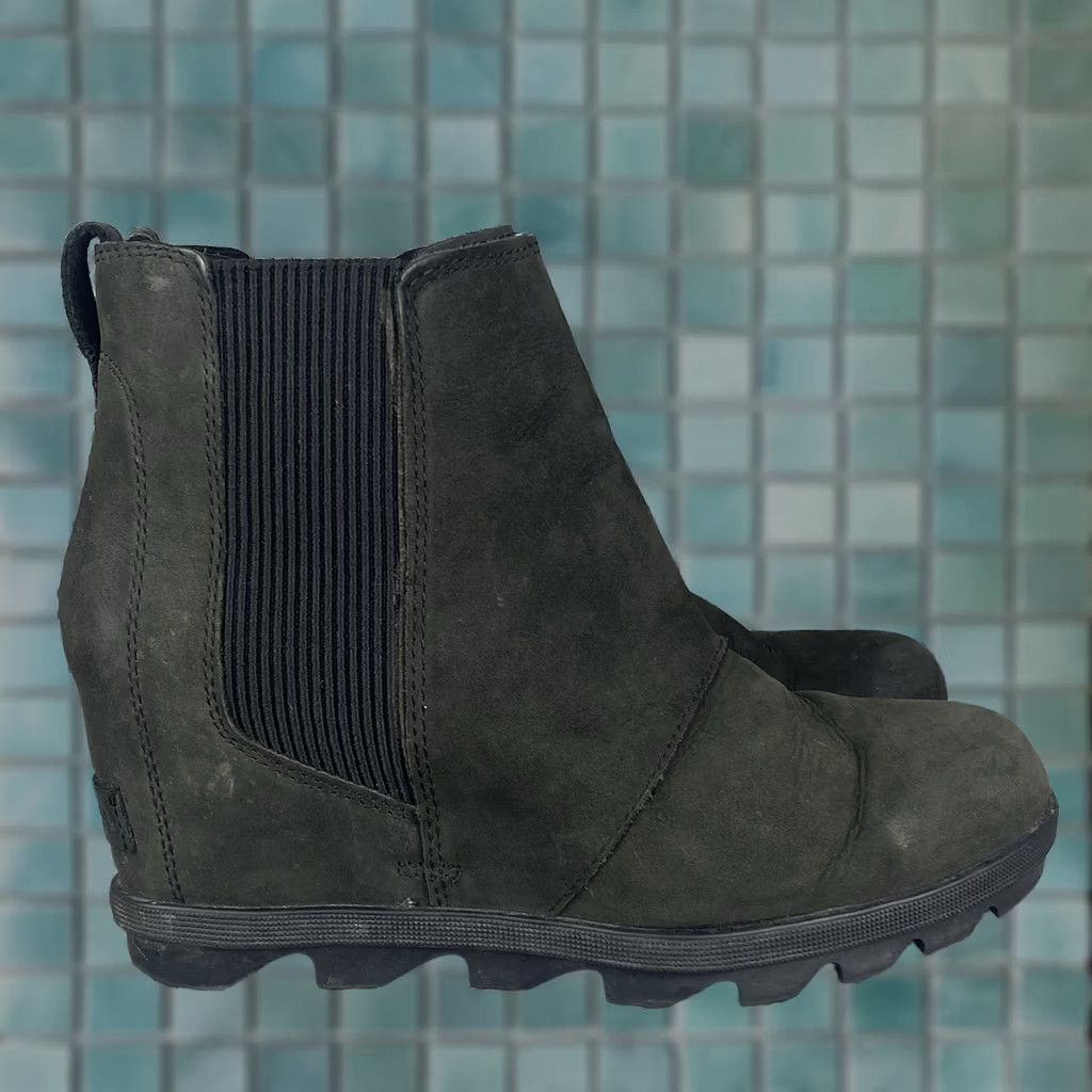 Sorel Joan Rhapsody Ankle Boots Womens Size 8 Black Leather Waterproof Pull On, Women's (Size 6)