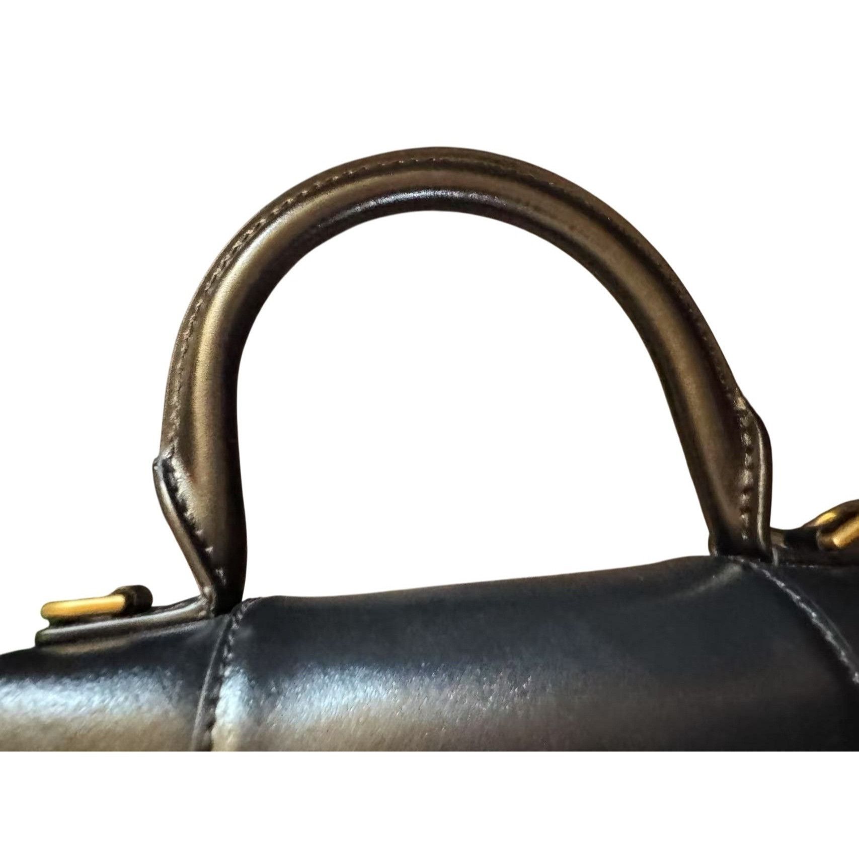 Balenciaga Balenciaga Hourglass Small Black Leather Handbag With Gold H Size ONE SIZE - 13 Thumbnail