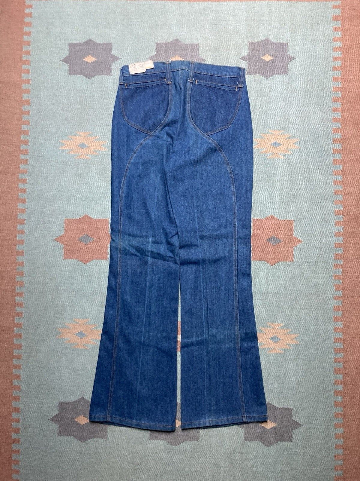 Vintage VTG 70s bell bottom jeans flare wide hippie DEADSTOCK 31x32 Size 31" - 1 Thumbnail