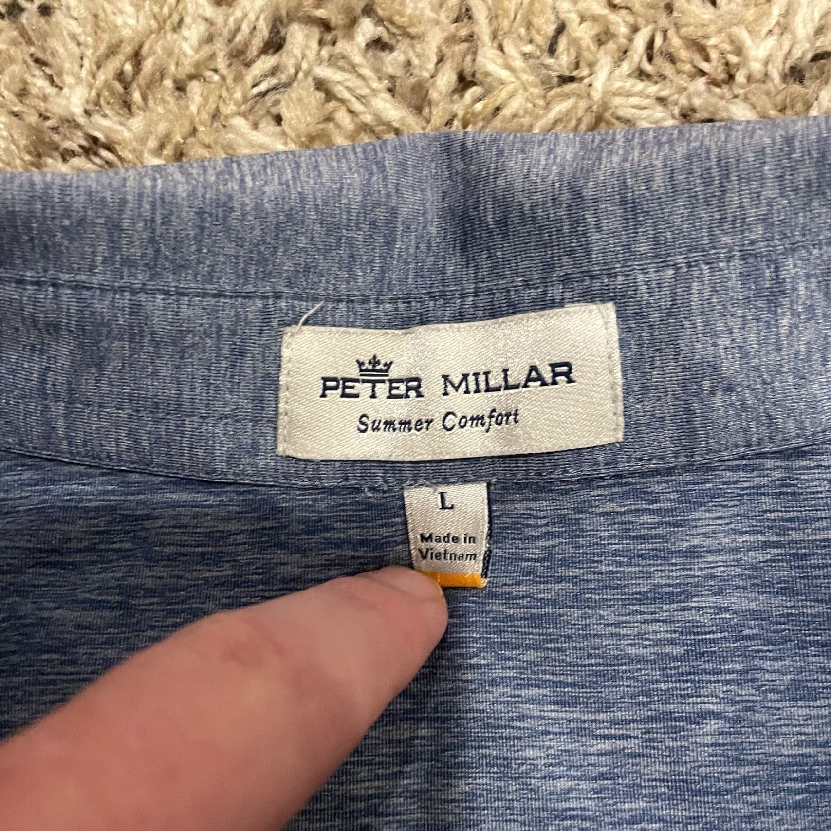 Peter Millar Peter Millar Polo Mens Large Blue Heathered Golf Summer Comfort Ravenna Shirt Mens Size US L / EU 52-54 / 3 - 4 Thumbnail