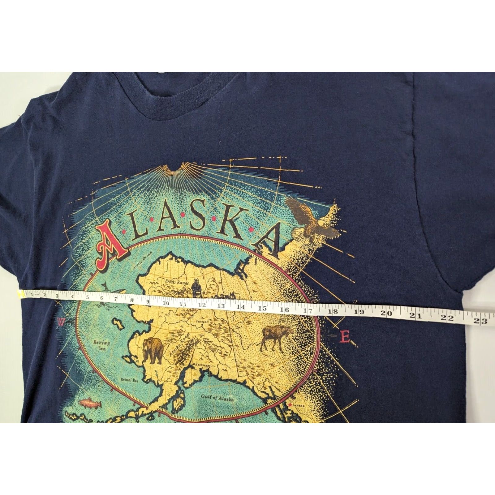 Fruit Of The Loom VINTAGE Alaska State Map Navy Blue Shirt Men's XL Size US XL / EU 56 / 4 - 7 Thumbnail