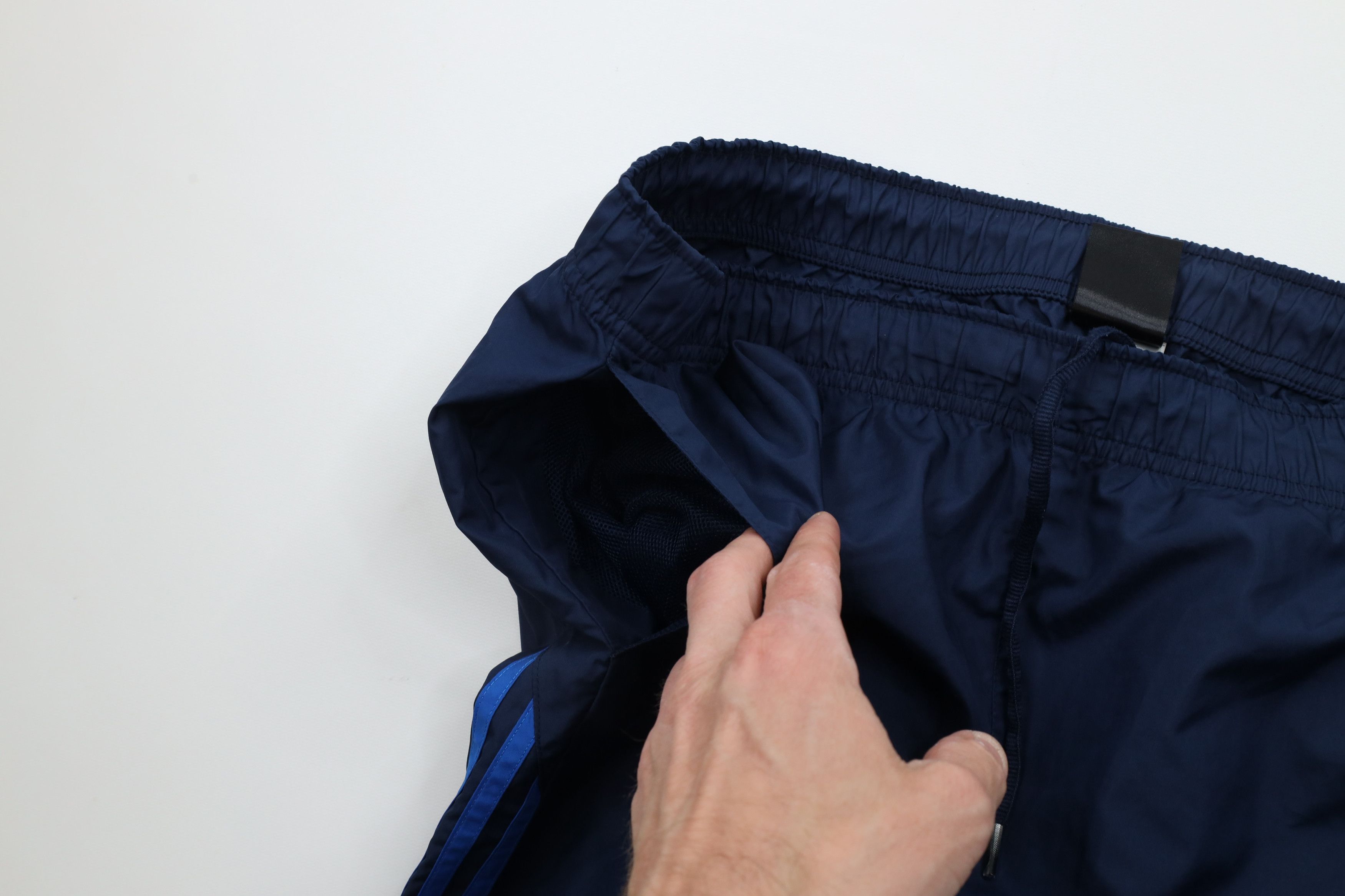 Adidas × Vintage Vintage Adidas Striped Wide Leg Windbreaker Pants Navy Blue Size US 38 / EU 54 - 6 Thumbnail