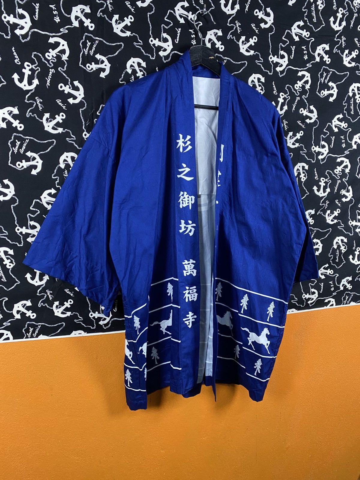 Japanese Brand Vintage Japanese Happi Coat Blue Kanji Print Festival Size US M / EU 48-50 / 2 - 5 Thumbnail