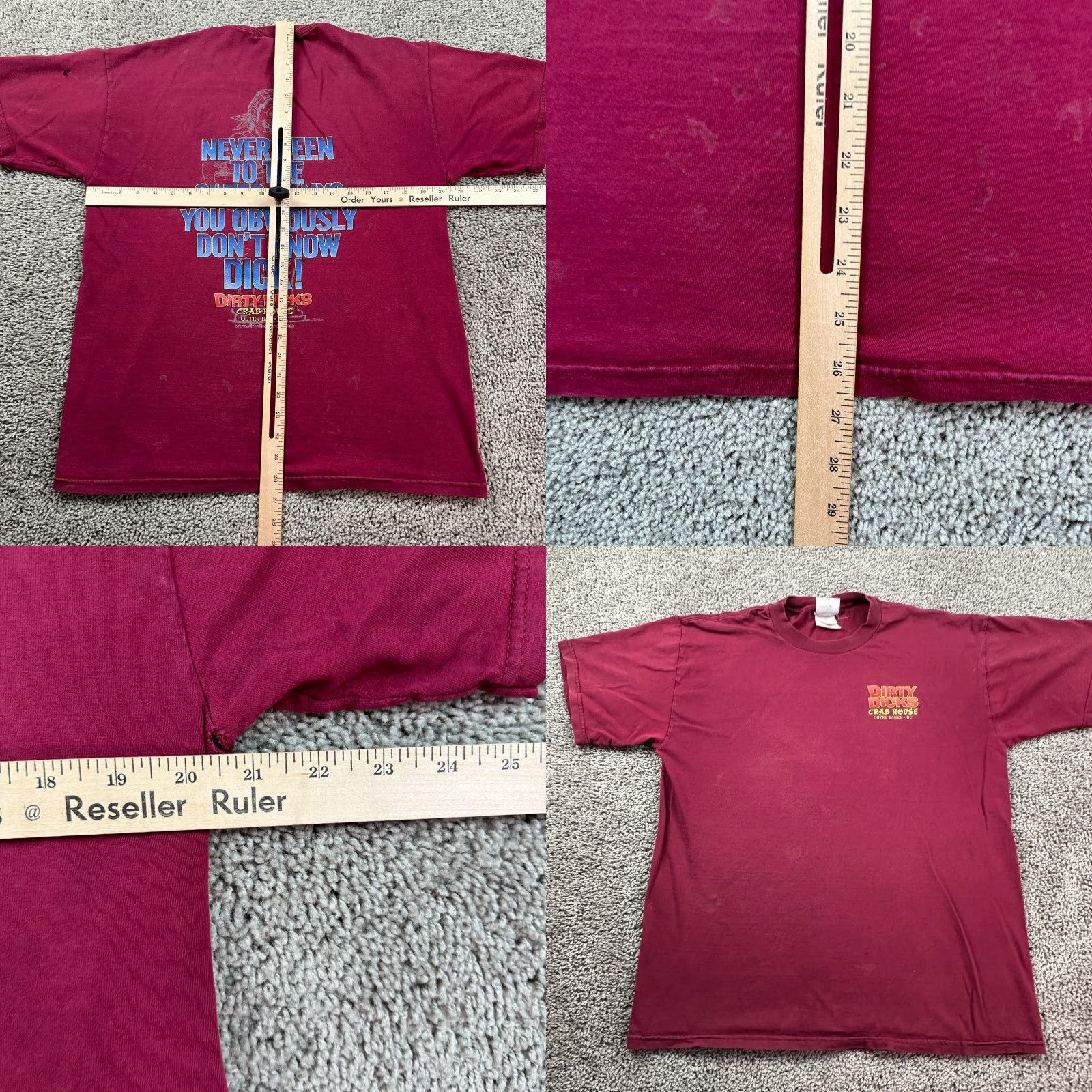 Jerzees JERZEES Shirt Mens Medium Graphic Print Dirty Dicks Crab Shack Dont Know Dick THRASHED FLAW Size US M / EU 48-50 / 2 - 8 Thumbnail
