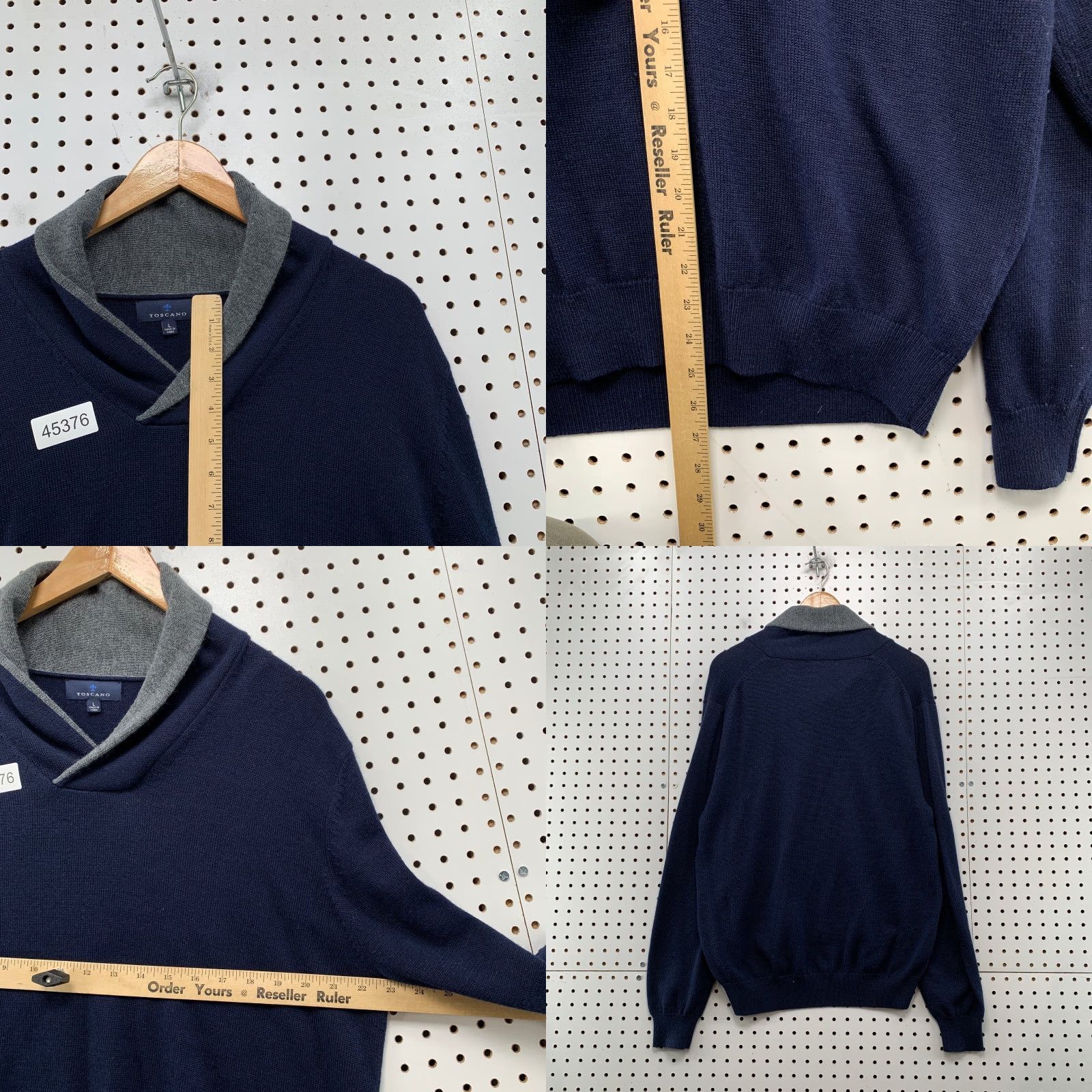 Vintage Toscano Merino Wool Sweater Mens Large Blue Shawl Collared Knit Soft Shirt Size US L / EU 52-54 / 3 - 8 Thumbnail