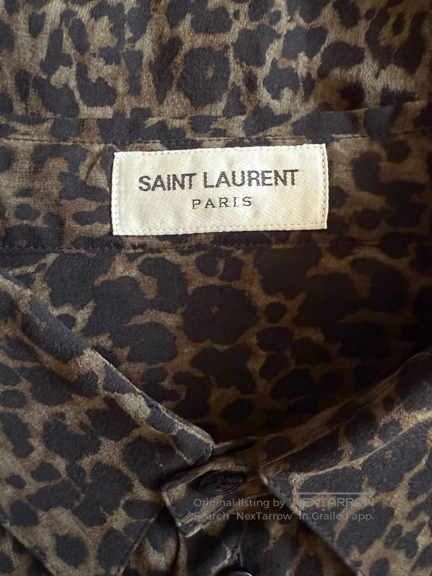 Saint Laurent Paris Leopard Print Long Sleeve Button-Up Shirt. Size US M / EU 48-50 / 2 - 4 Thumbnail