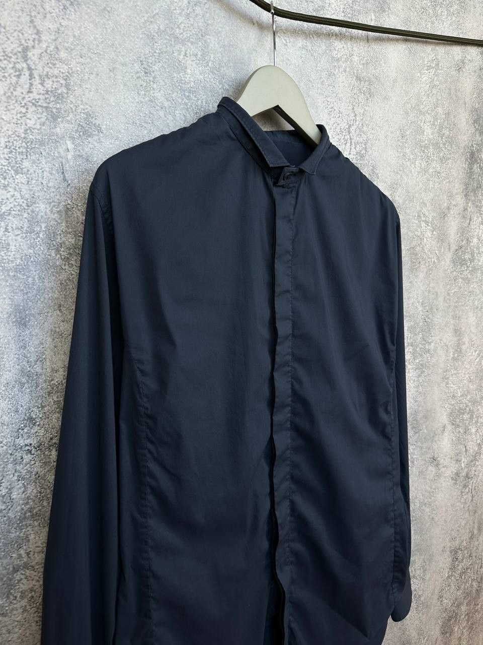 Giorgio Armani Giorgio Armani Navy Hidden Placket Dress Shirt Stretch Size US M / EU 48-50 / 2 - 3 Thumbnail
