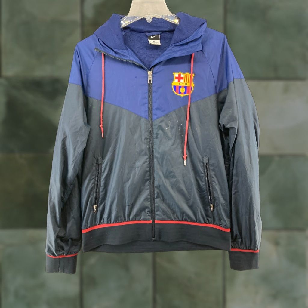 Nike Nike Mens Colorblock Zip Windbreaker Hooded Jacket Medium Blue Soccer FCB - Streetwear Athletic Sports Size US M / EU 48-50 / 2 - 1 Thumbnail