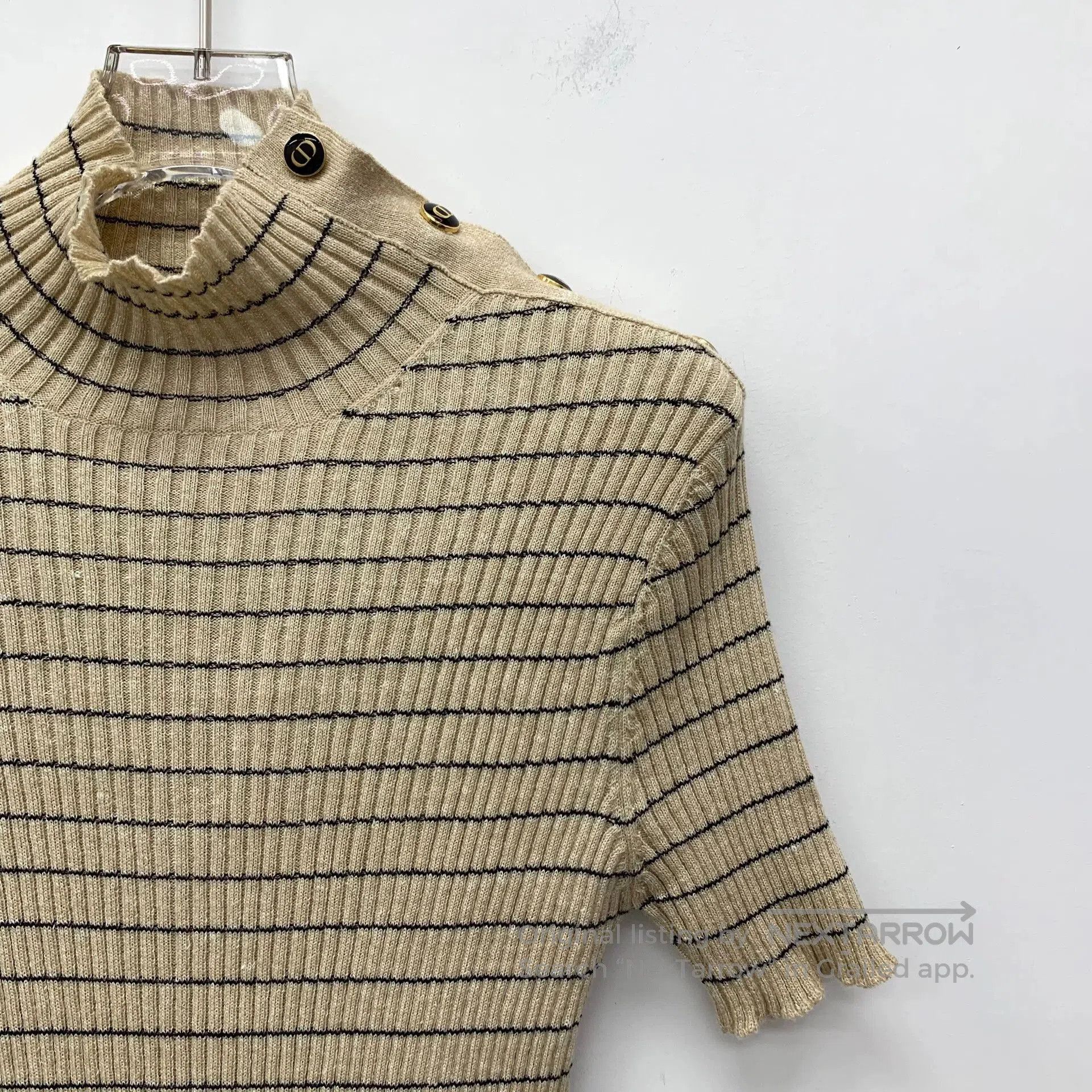 Dior brown striped short sleeve knit top. Size US L / EU 52-54 / 3 - 3 Thumbnail