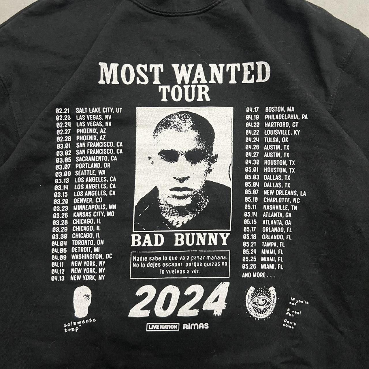 Japanese Brand × Vintage Vintage Y2K/2000s Bad Bunny Most Wanted Tour Sweatshirt! Size US S / EU 44-46 / 1 - 2 Thumbnail