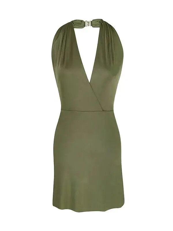 Saint Laurent Paris o1s1wg111024 Backless Dress in Jersey in Olive Green Size M / US 6-8 / IT 42-44 - 2 Thumbnail