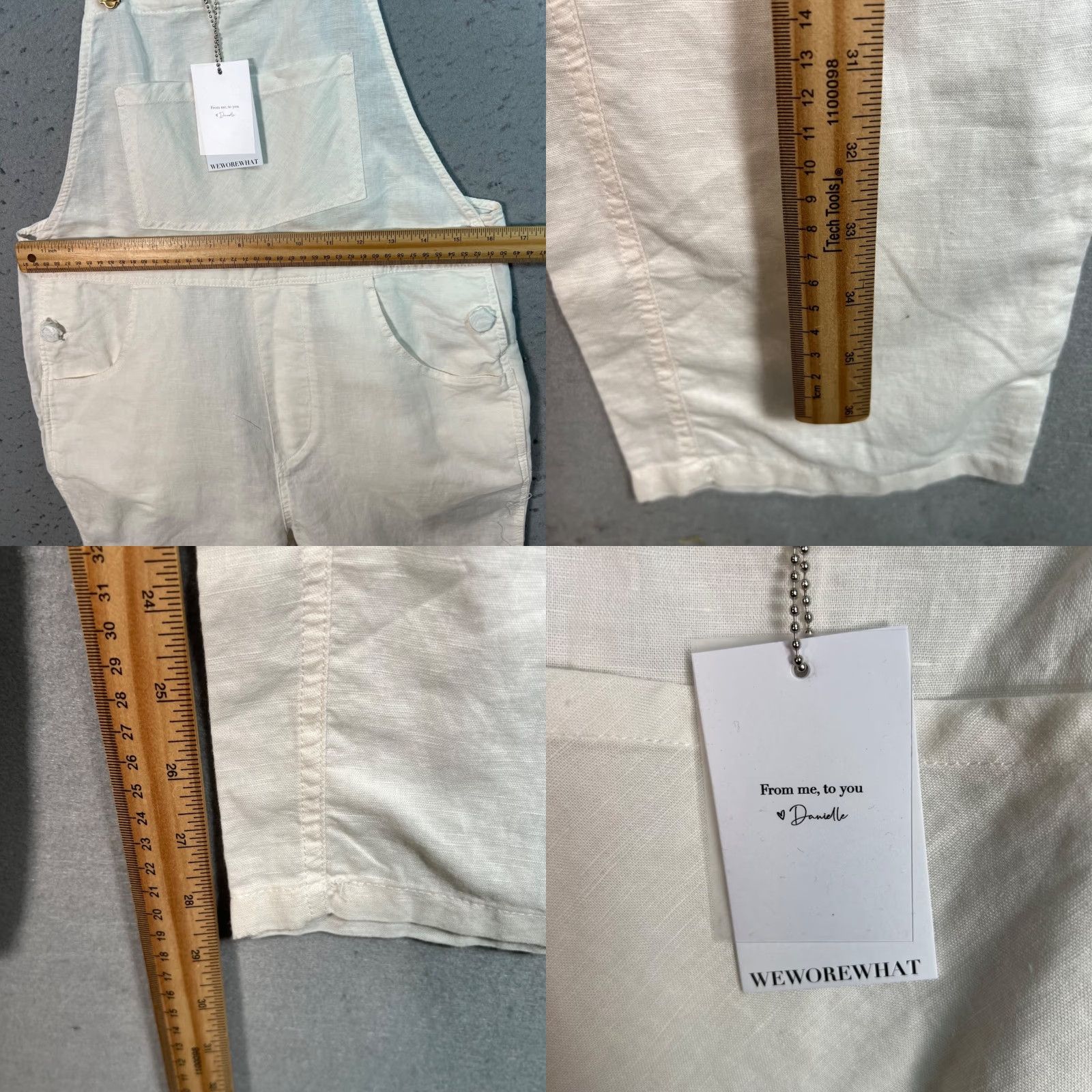 Vintage WeWoreWhat Basic Overalls Womens XS Ivory Linen-Cotton Blend One-Piece Sleeveless Jumpsuit Vintage NEW? Size 26" / US 2 / IT 38 - 8 Thumbnail
