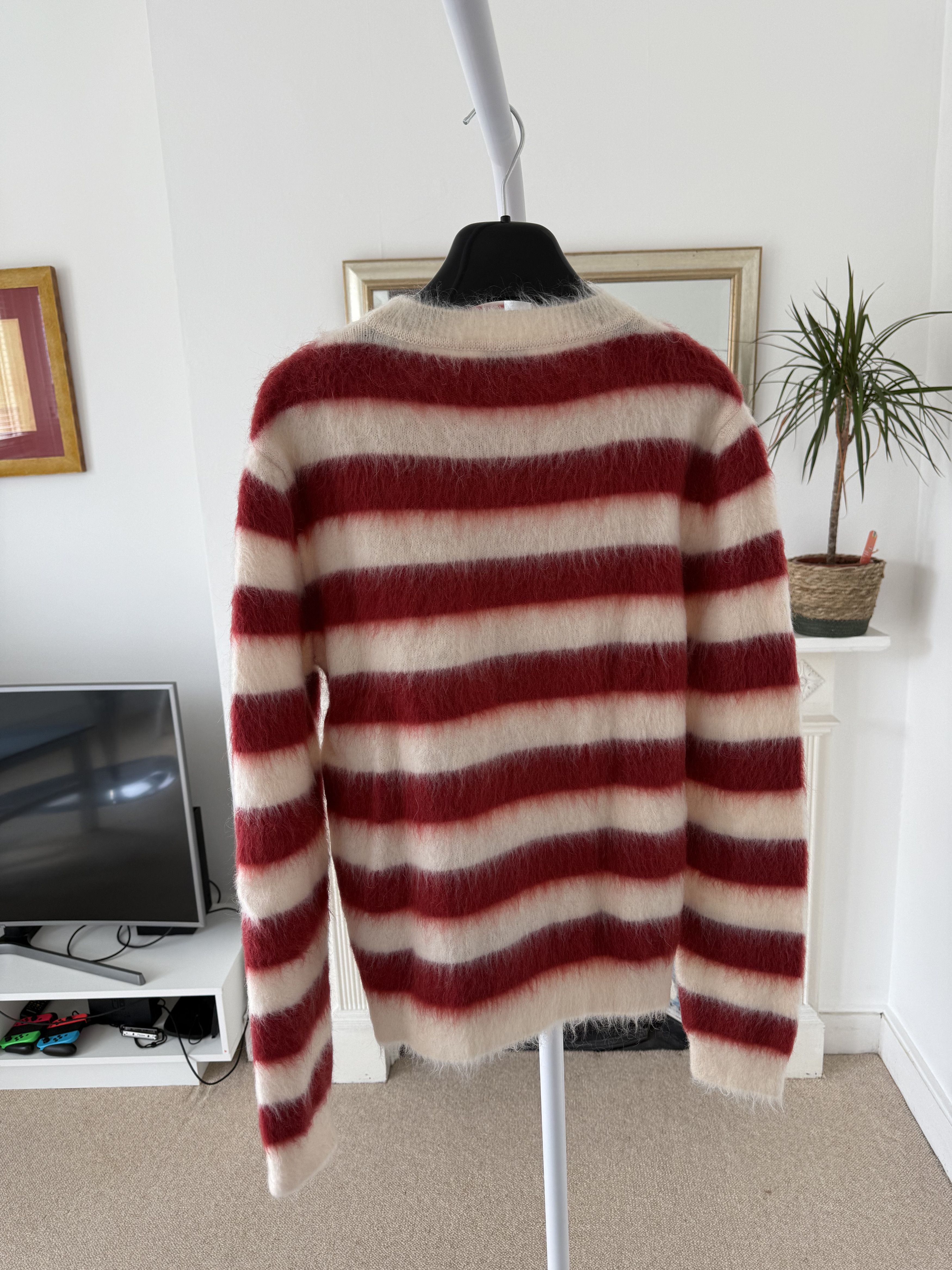 Saint Laurent Paris Saint Laurent Red/White Striped Mohair Sweater Size US M / EU 48-50 / 2 - 5 Thumbnail
