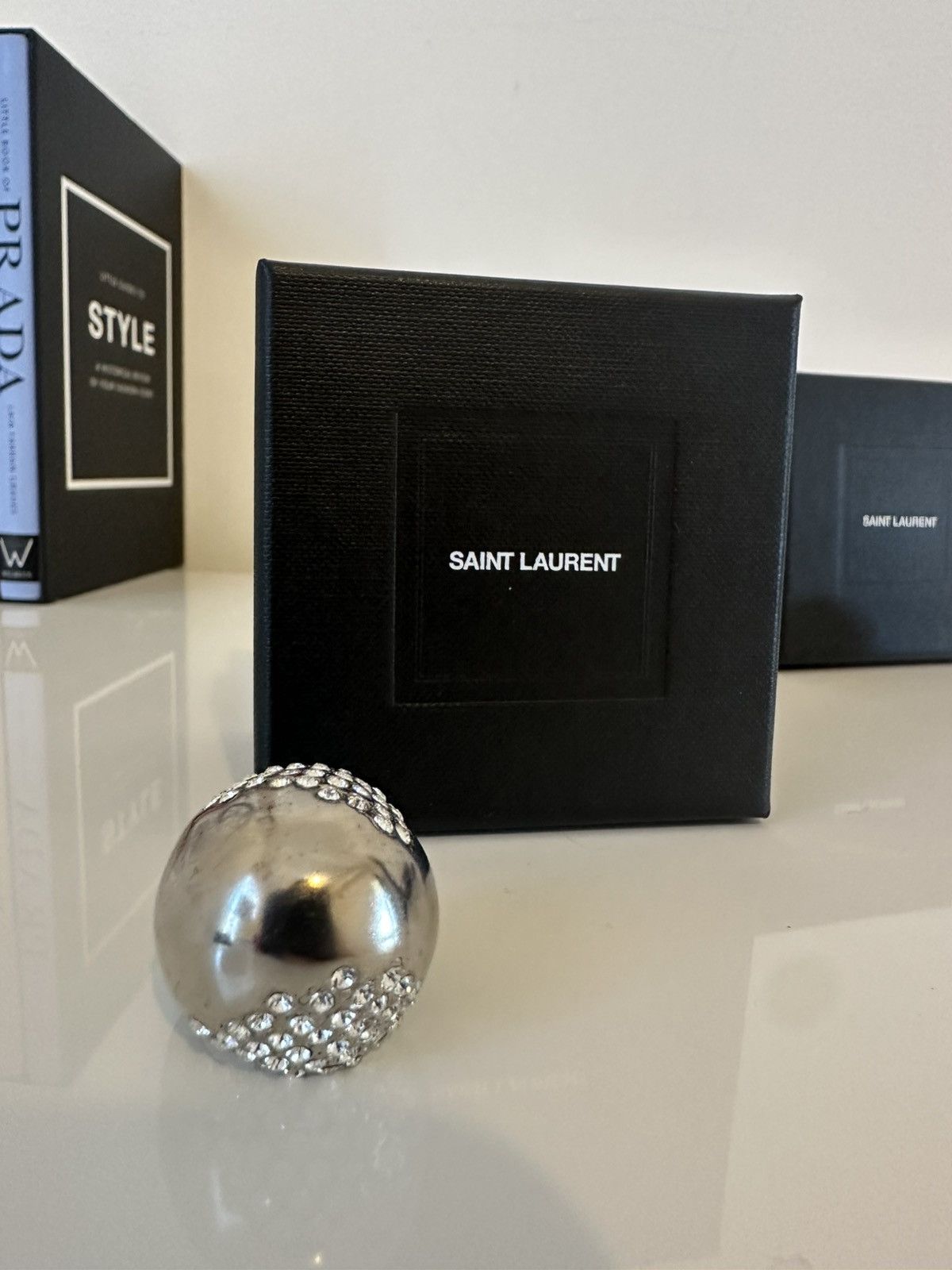 Saint Laurent Paris SAINT LAURENT Crystal-Embellished Ring Size ONE SIZE - 7 Thumbnail