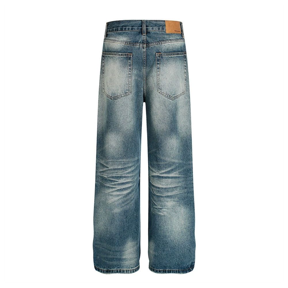 Jean Men's street style punk distressed washed straight jeans Size US 32 / EU 48 - 2 Thumbnail