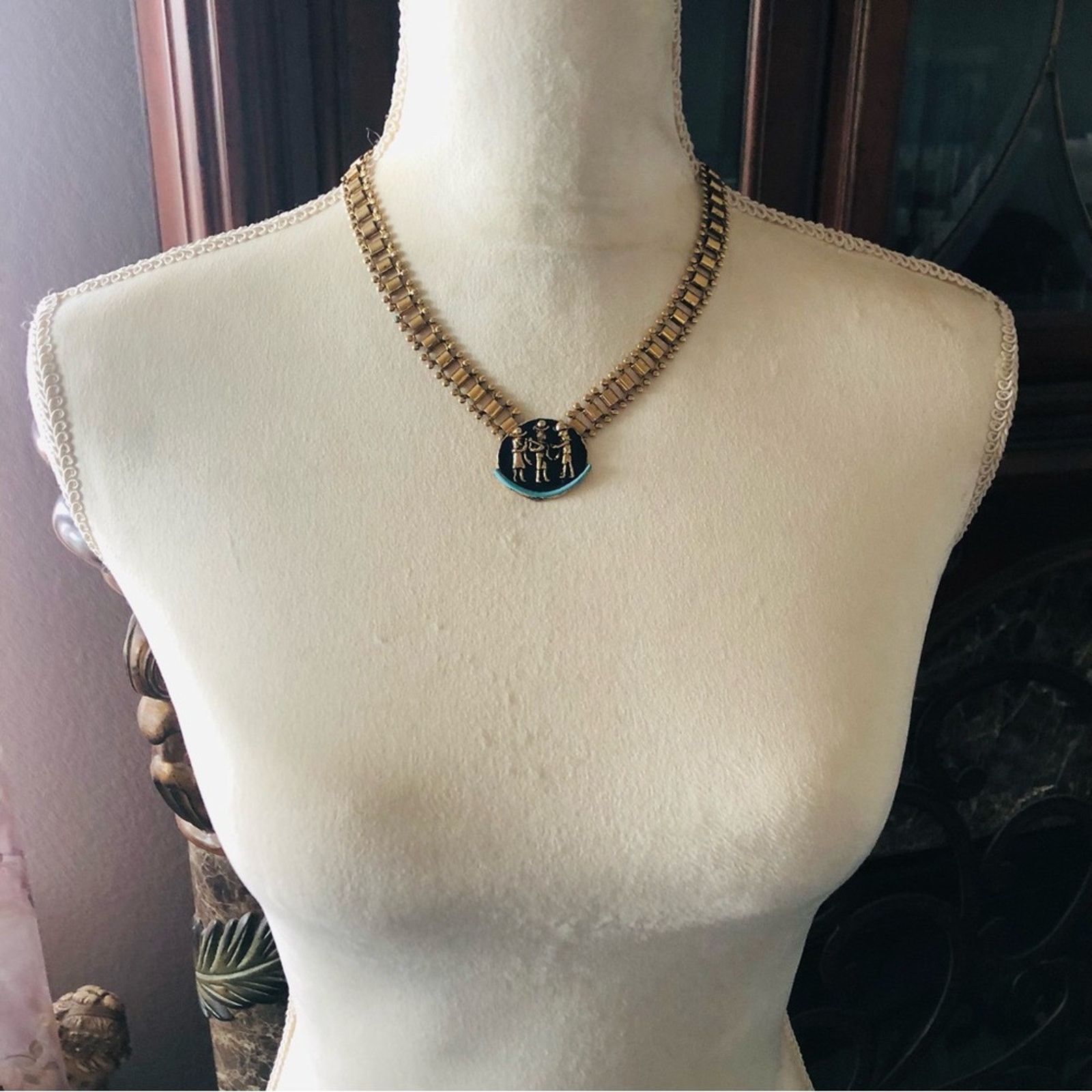 Vintage Vintage Diorios Egyptian revival enamel book chain necklace Size ONE SIZE - 5 Thumbnail