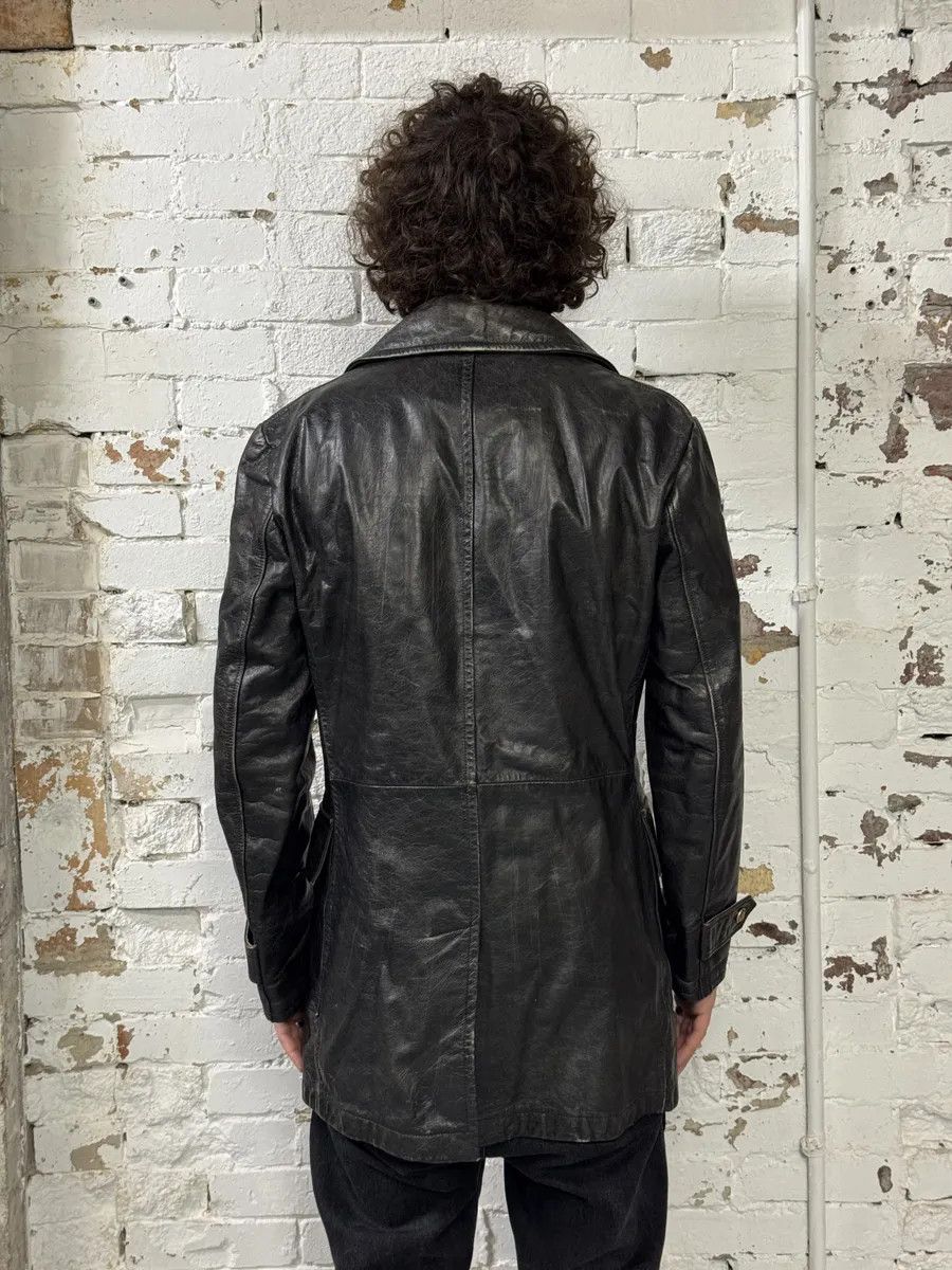 Dolce & Gabbana 2000s Dolce & Gabbana Peacoat Officer Brut Black Leather Jacket Size US M / EU 48-50 / 2 - 4 Thumbnail