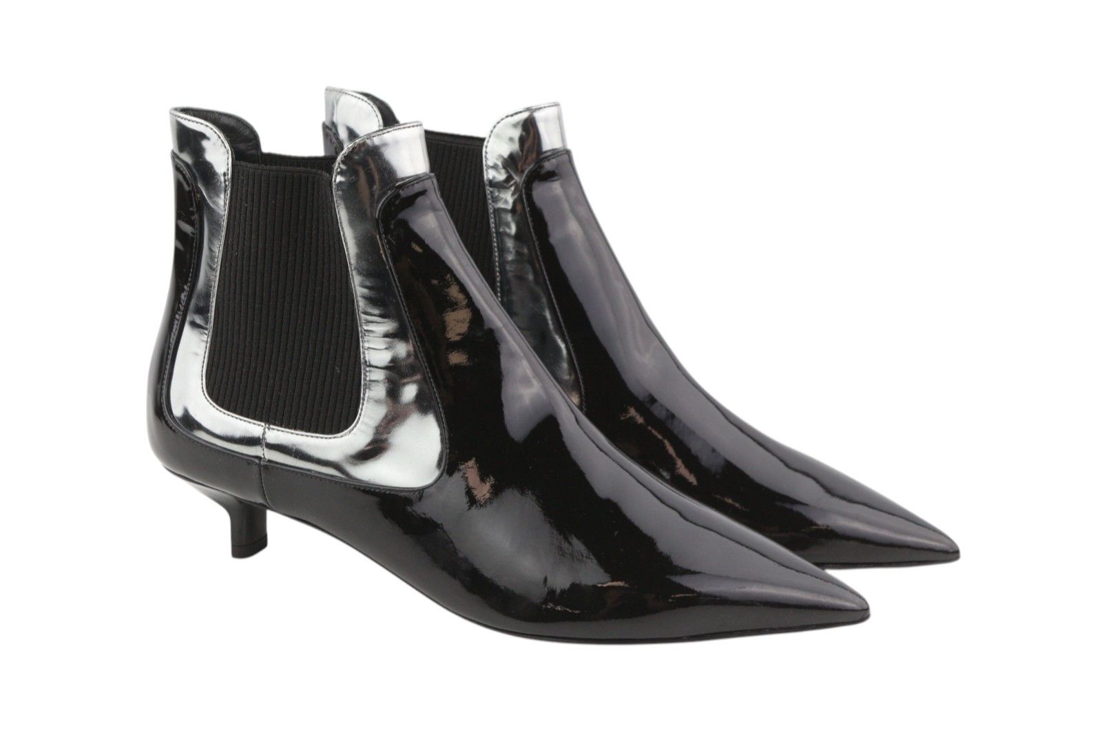 EU37 Black Patent Leather Pointed Heel Shoes 85927