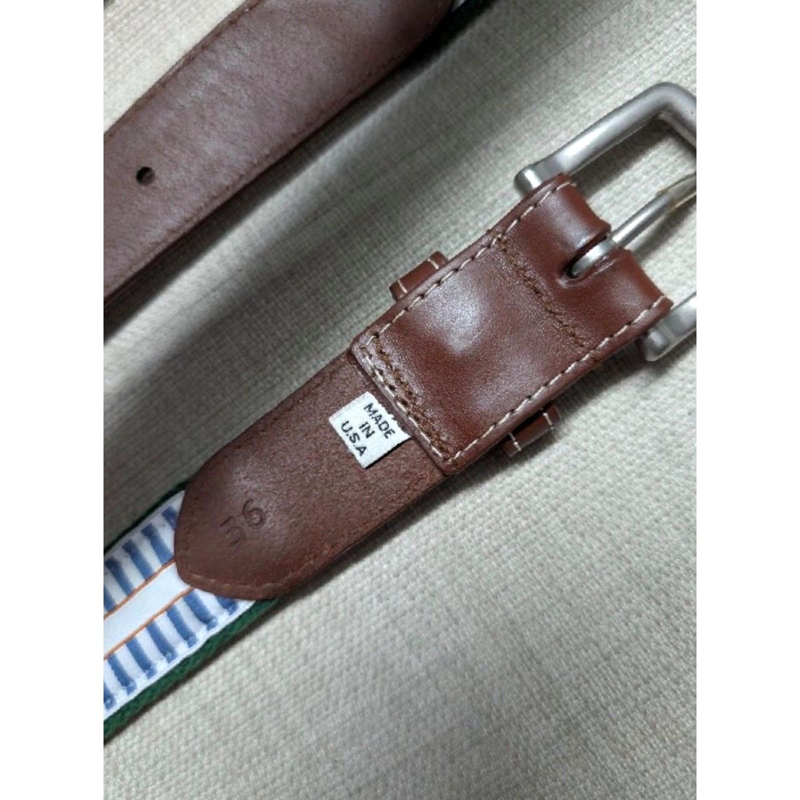 Peter Millar USA Peter Millar Belt 36 Country Club Leather Dress Belt Golf Belt Men Green XS? Size 36 - 5 Thumbnail