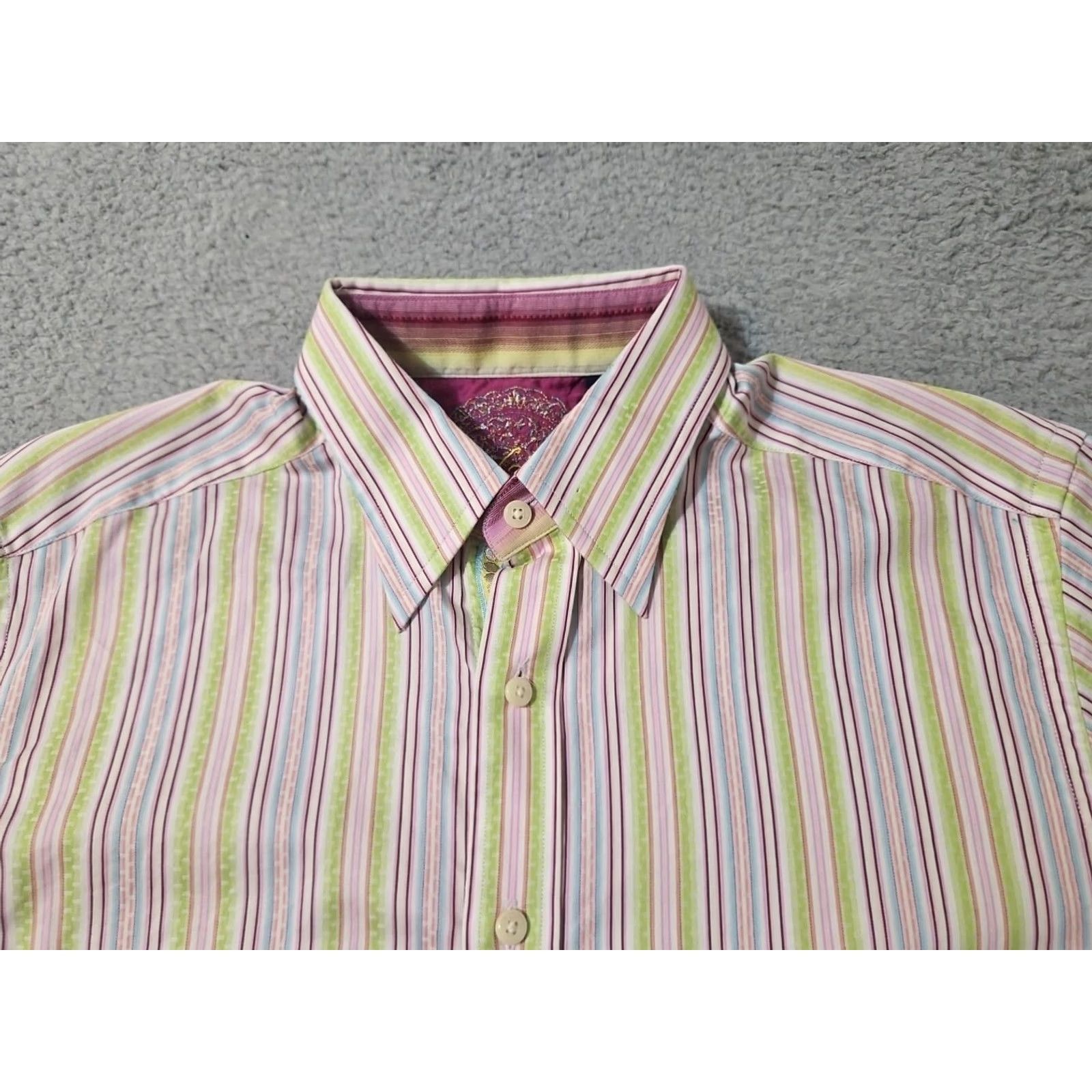 Robert Graham Robert Graham Shirt Men's Medium Multicolor Striped Long Sleeve Button Up Pink Size US M / EU 48-50 / 2 - 2 Thumbnail
