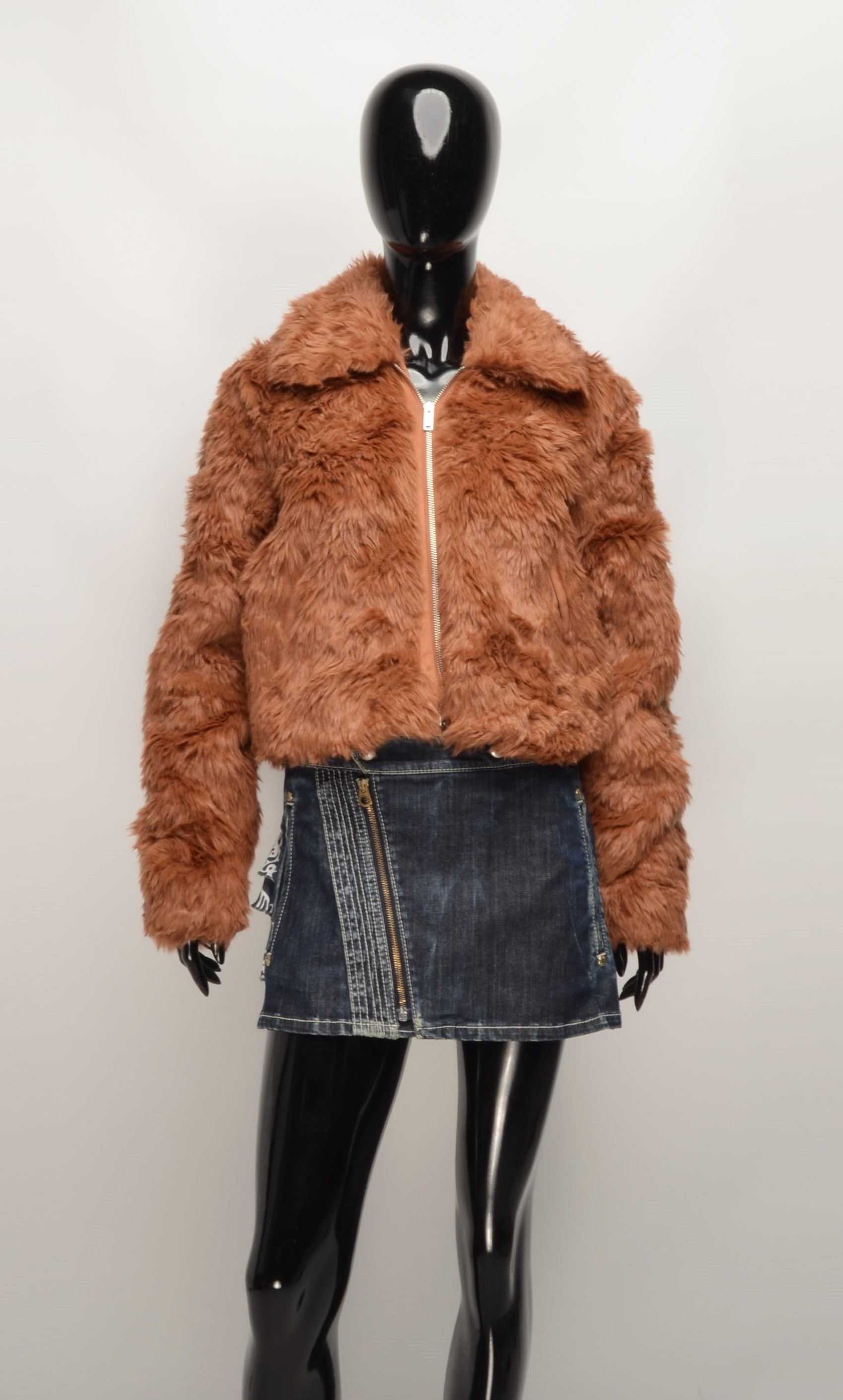 Abercrombie & Fitch × Vintage Abercrombie & Fitch Y2K Faux Fur Glam Coquette Cropped Coat Size XS / US 0-2 / IT 36-38 - 1 Thumbnail