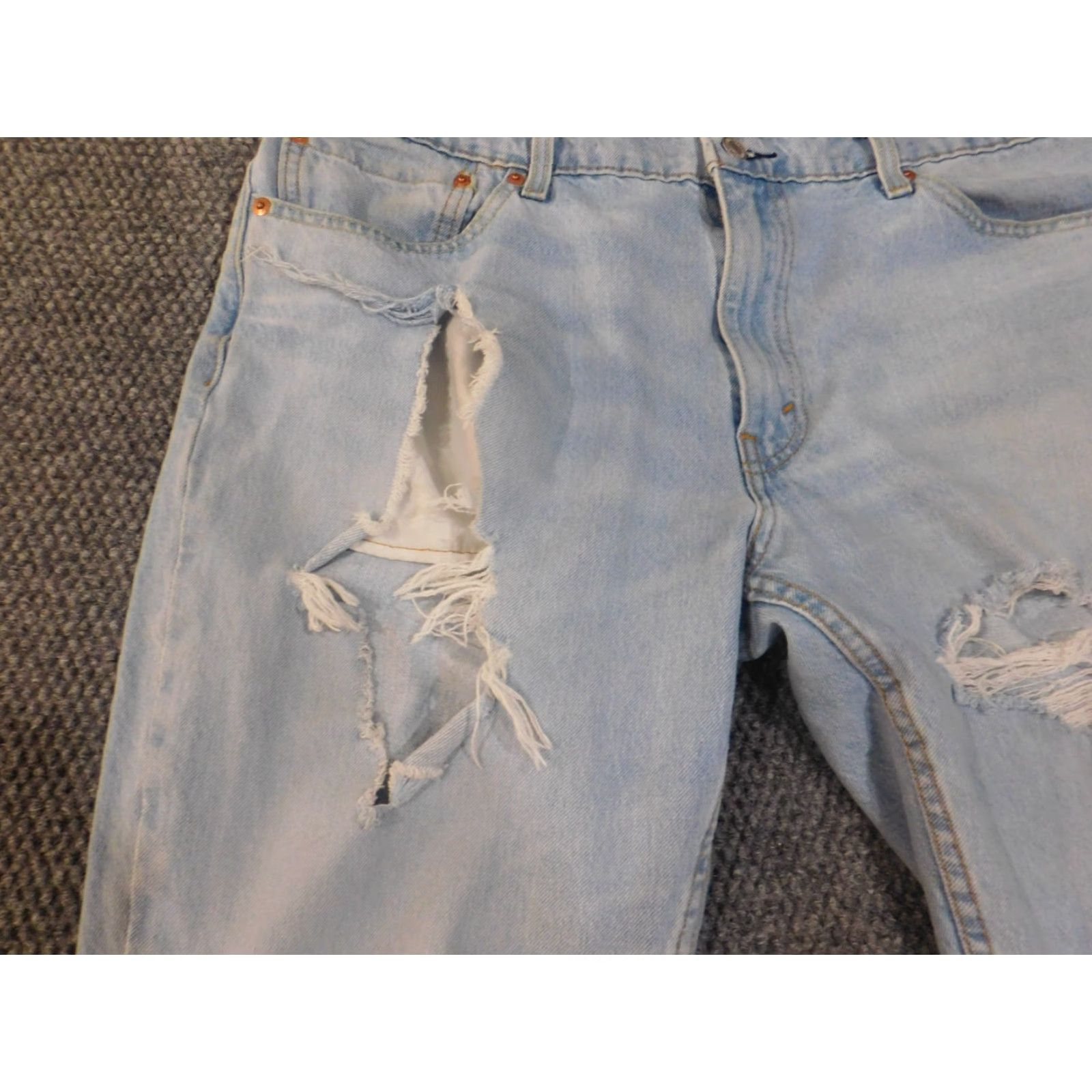 Levi's Levi's 511 Jeans Mens 38x30 Blue Light Wash Distressed Retro Classic Denim Straight 511 Model Vintage No Mens Regular 28in Inseam (Levi's 500 Series) Size US 38 / EU 54 - 4 Thumbnail