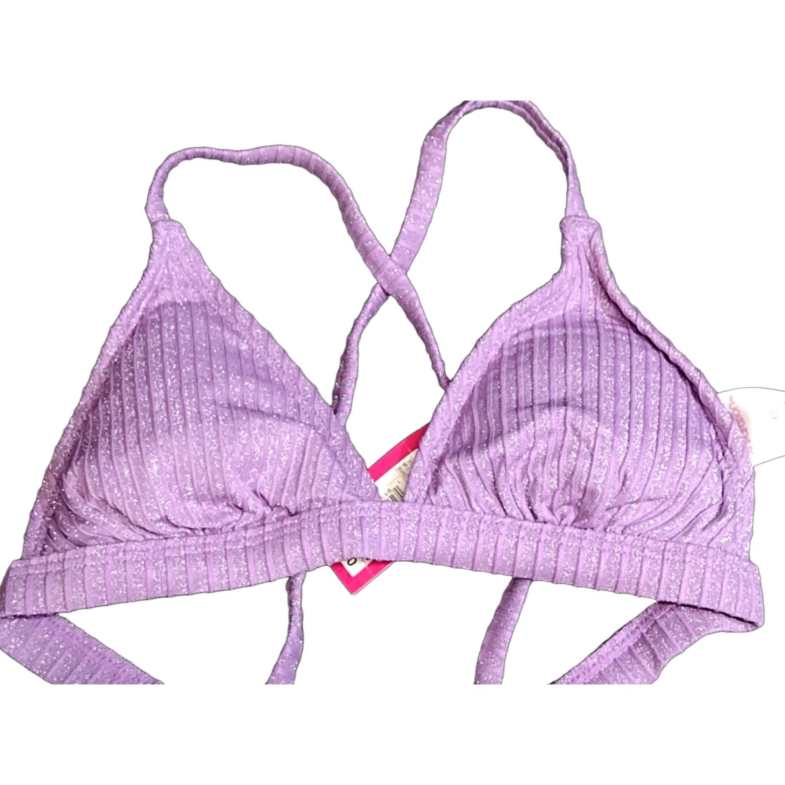 Vintage Xhilaration Bikini Top Womens XS Purple Glitter Detail Cross Back Padded т Size XS / US 0-2 / IT 36-38 - 1 Thumbnail