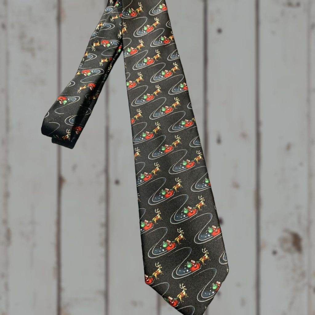 Vintage VINTAGE Noël Christmas Tie Black Santa Mens Size ONE SIZE - 1 Thumbnail