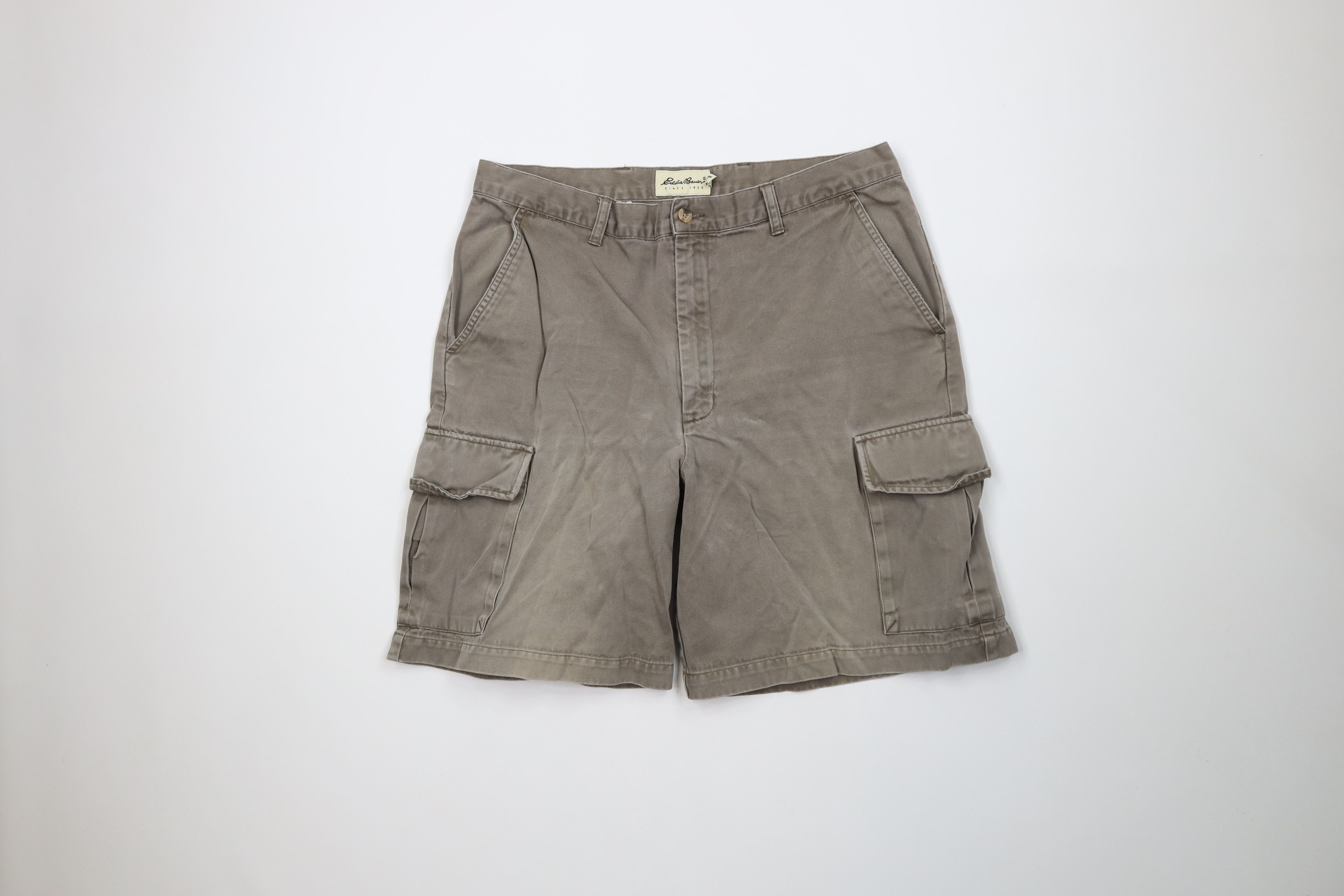 Eddie Bauer Vintage 90s Eddie Bauer Distressed Cargo Shorts Green Cotton Size US 36 / EU 52 - 1 Thumbnail