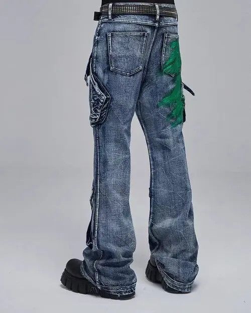 VIBE Vintage washed distressed deconstructed multi-pocket jeans Size US 32 / EU 48 - 2 Thumbnail