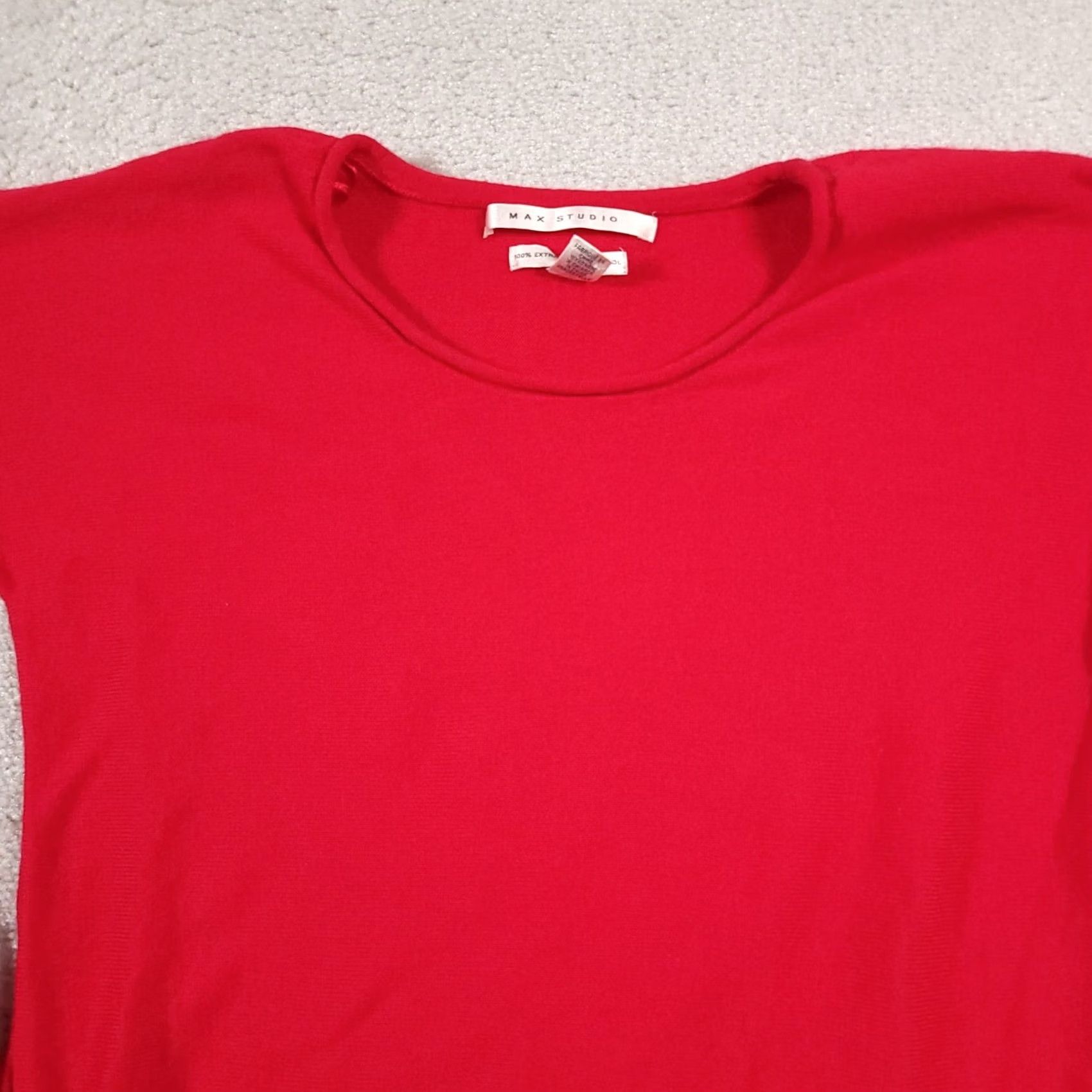 Vintage VINTAGE Max Studio Sweater Long Sleeve Pullover Red Women's Large Merino Wool 100% Knit Regular Crew Neck Fall Winter Spring Mens Women Girls Size L / US 10 / IT 46 - 3 Thumbnail