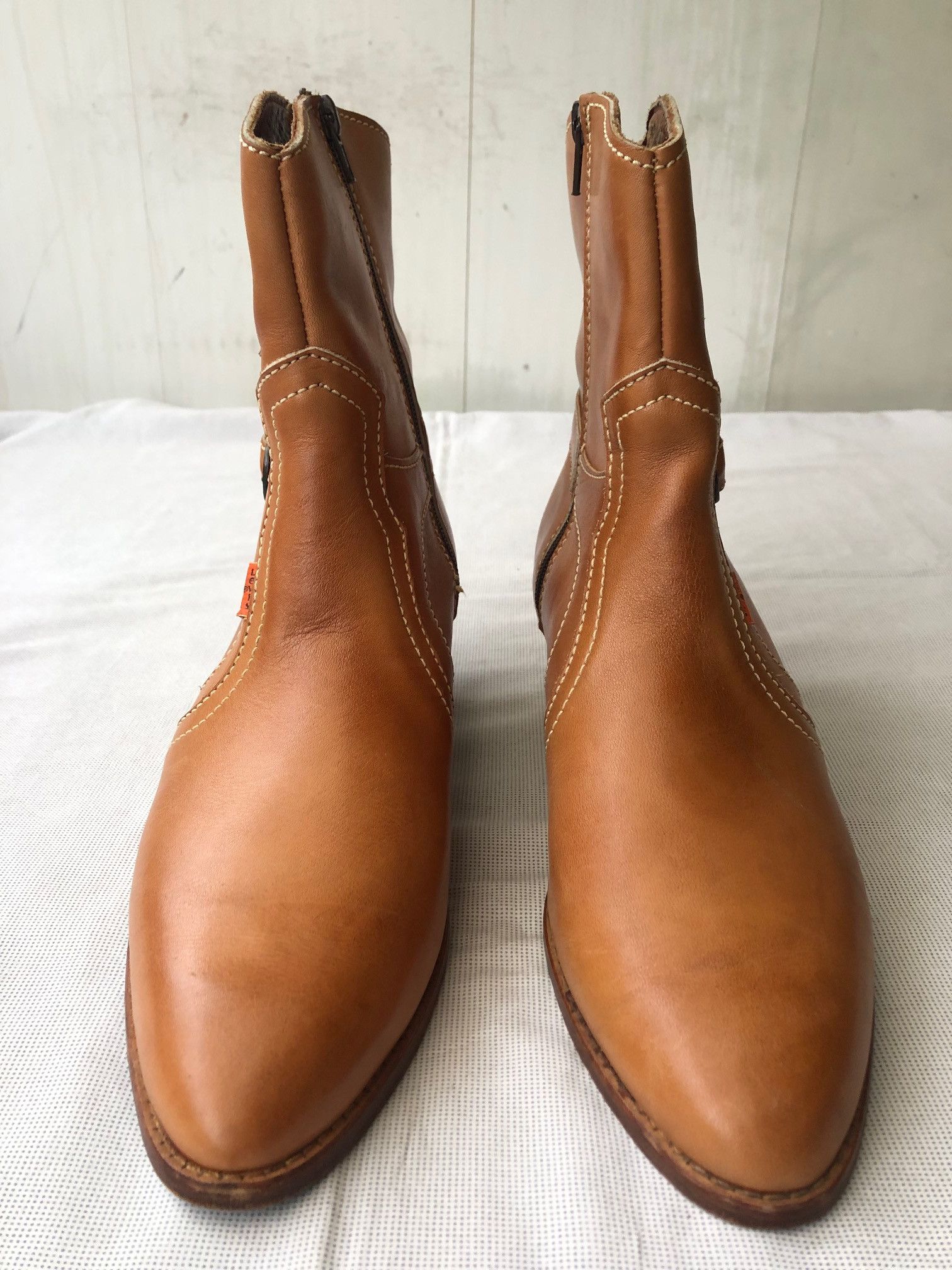 Levi's Vintage Levi's Tan Leather Western Style Side Zip Boots Size US 11 / EU 44 - 4 Thumbnail
