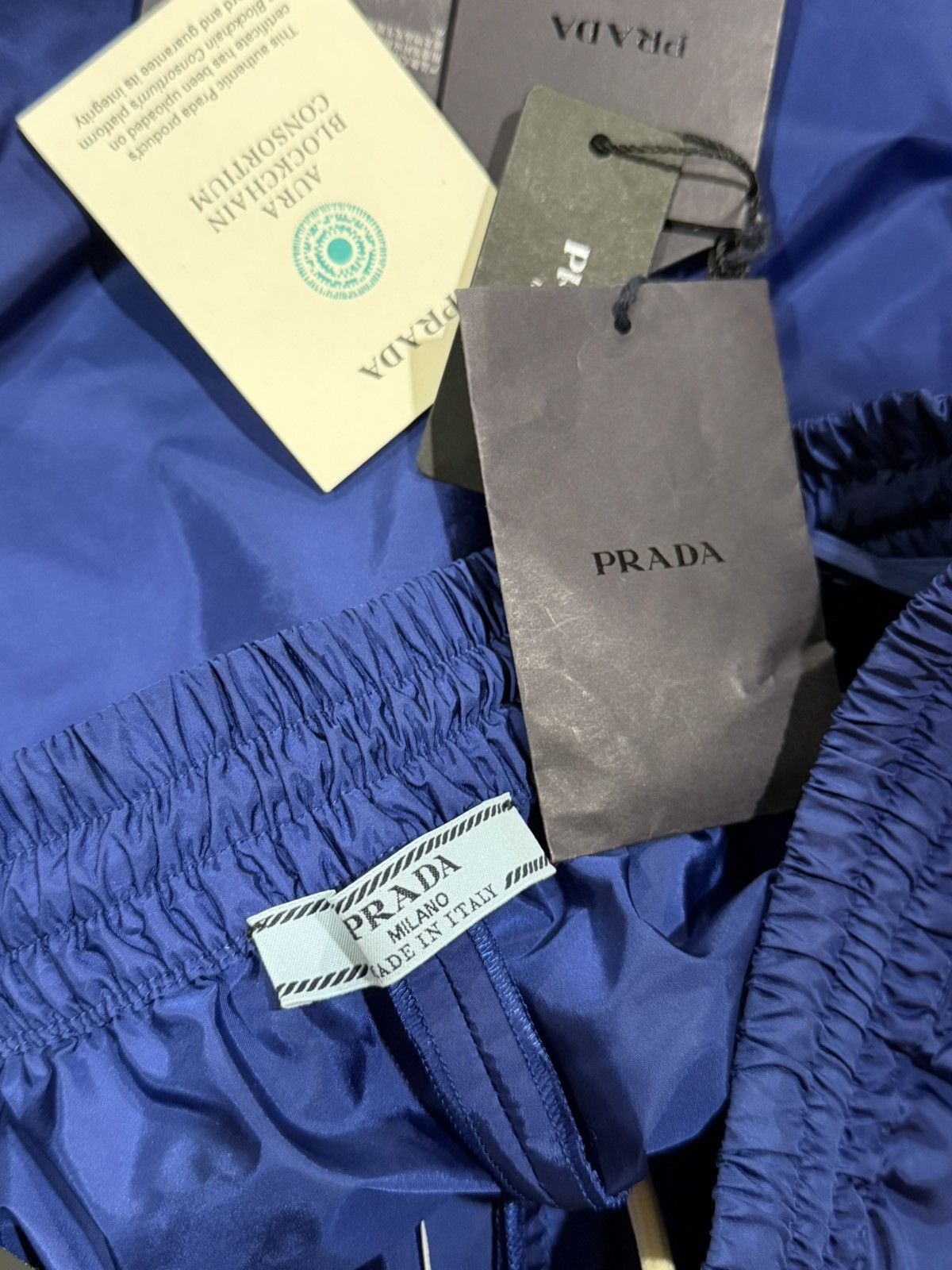 Prada Prada Re-Nylon Logo-Print Blue Snap Bottom Track Pants Size 27" / US 4 / IT 40 - 11 Thumbnail