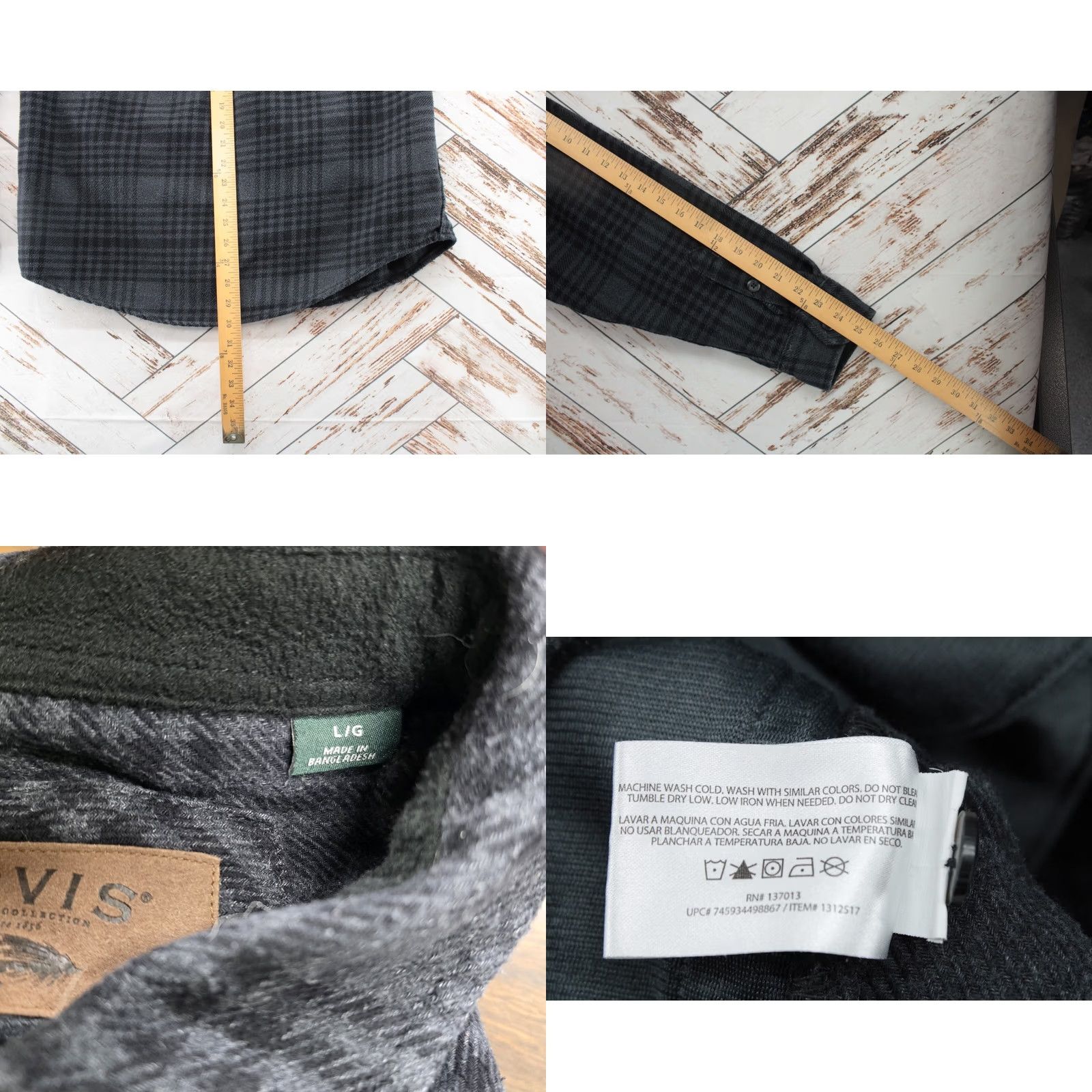 Orvis ORVIS Shirt Mens Large Heavy Flannel Gray Black Plaid Button Up Shacket Pockets Size US L / EU 52-54 / 3 - 8 Thumbnail