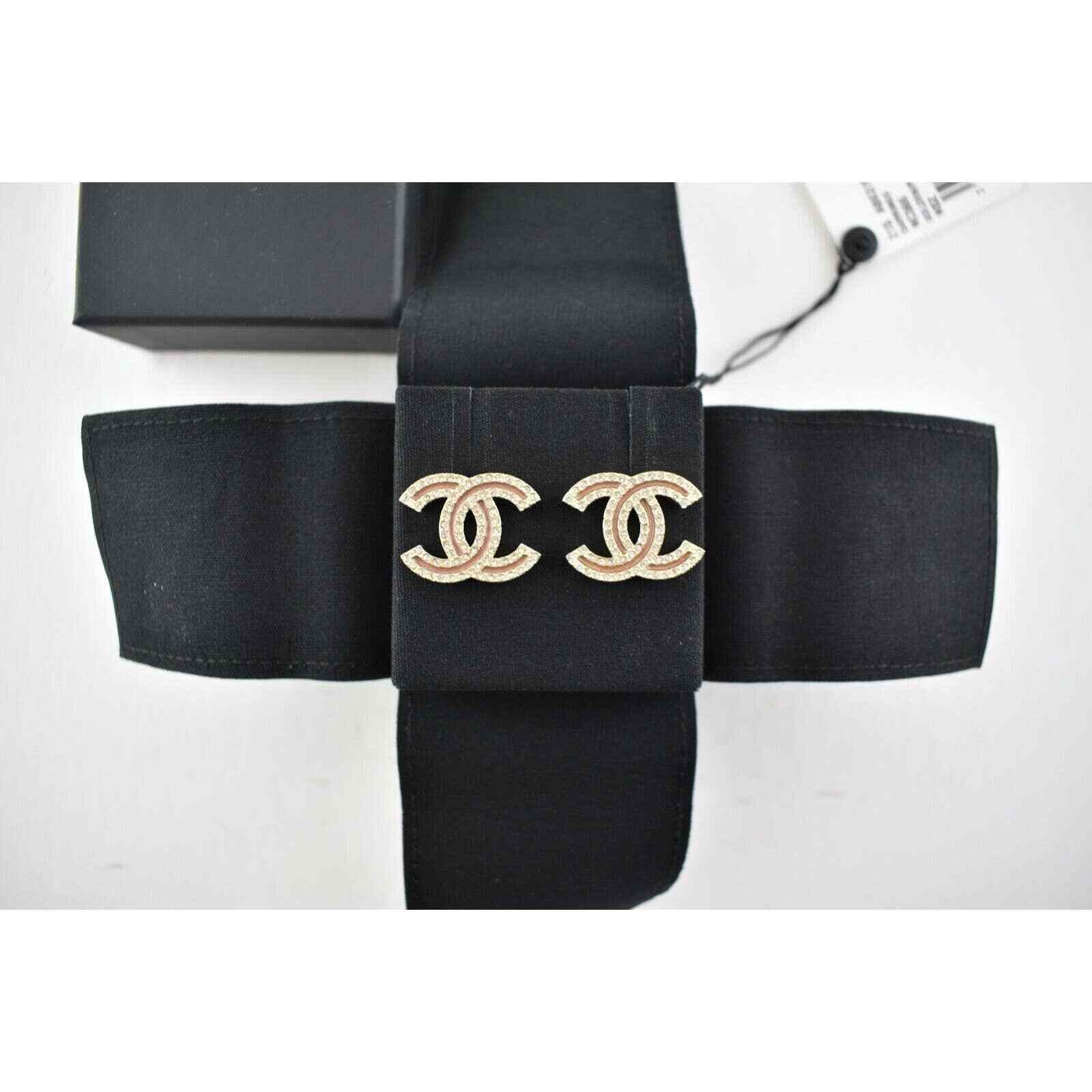 Chanel Chanel Gold Beige Crystal Dangle Statement Stud Earrings Size ONE SIZE - 7 Thumbnail