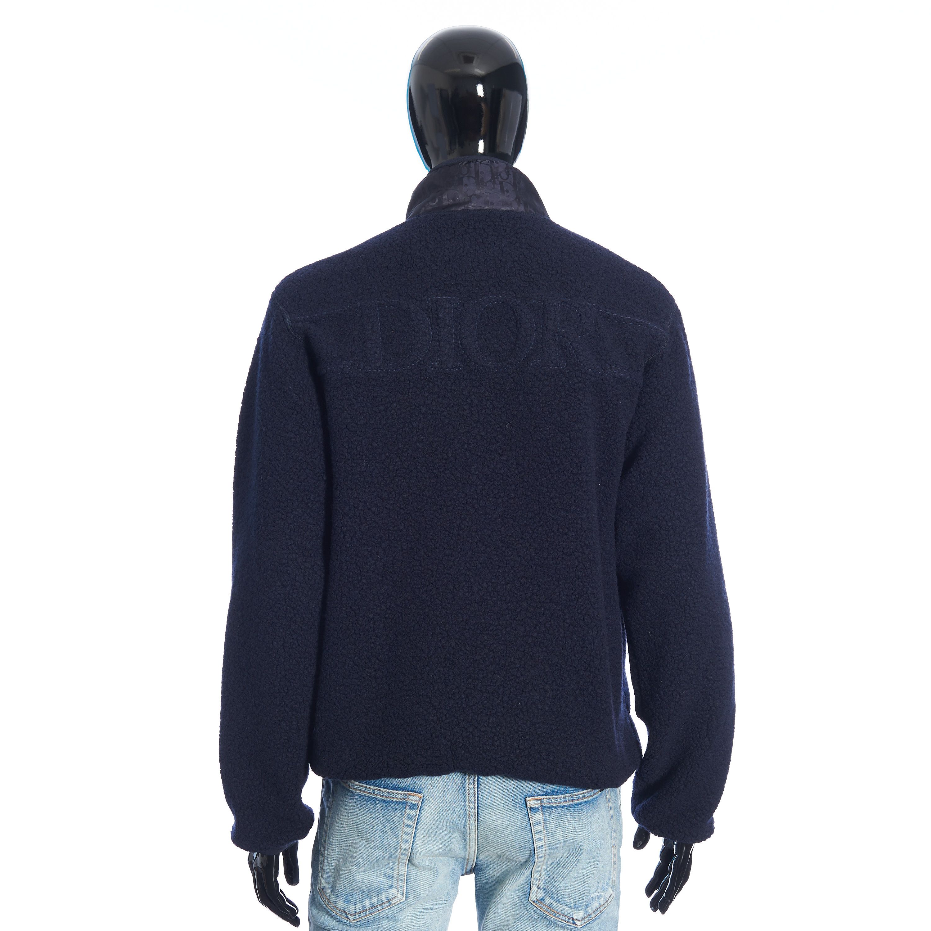 Reversible Dior Oblique Blouson In Navy Blue Wool Fleece
