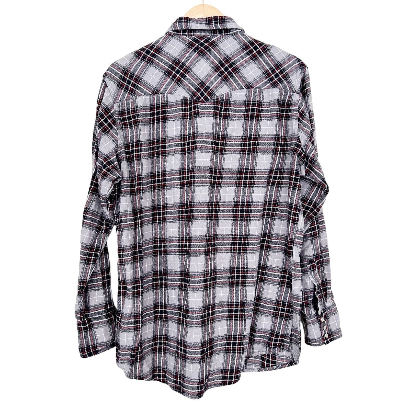 Wrangler Wrangler Wrancher Pearl Snap Black Gray Plaid Shirt Sz XLT Size US XL / EU 56 / 4 - 4 Thumbnail