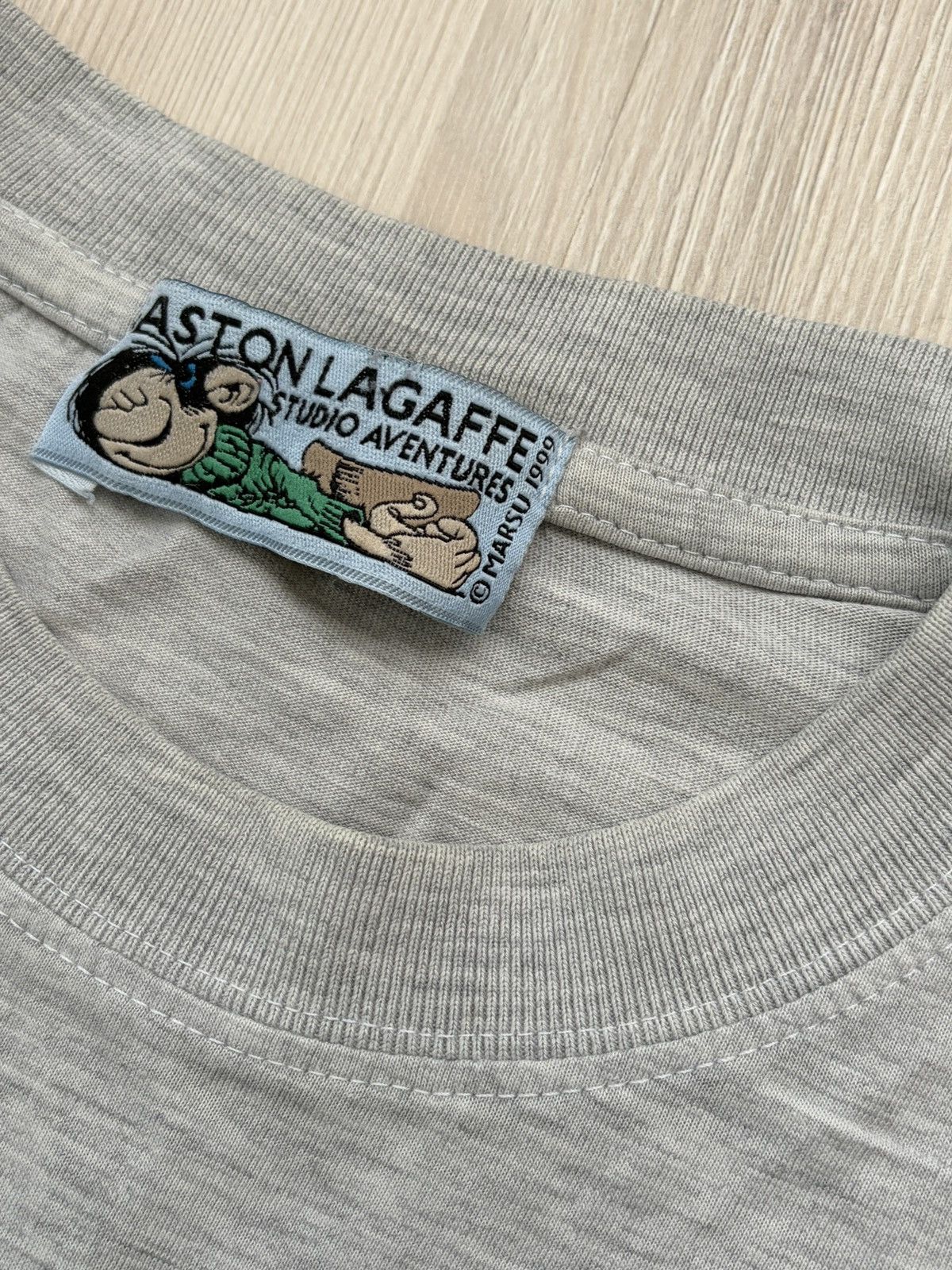 Vintage Gaston Lagaffe Comics 1999 MARSU Gray Wide T-shirt Size US L / EU 52-54 / 3 - 5 Thumbnail