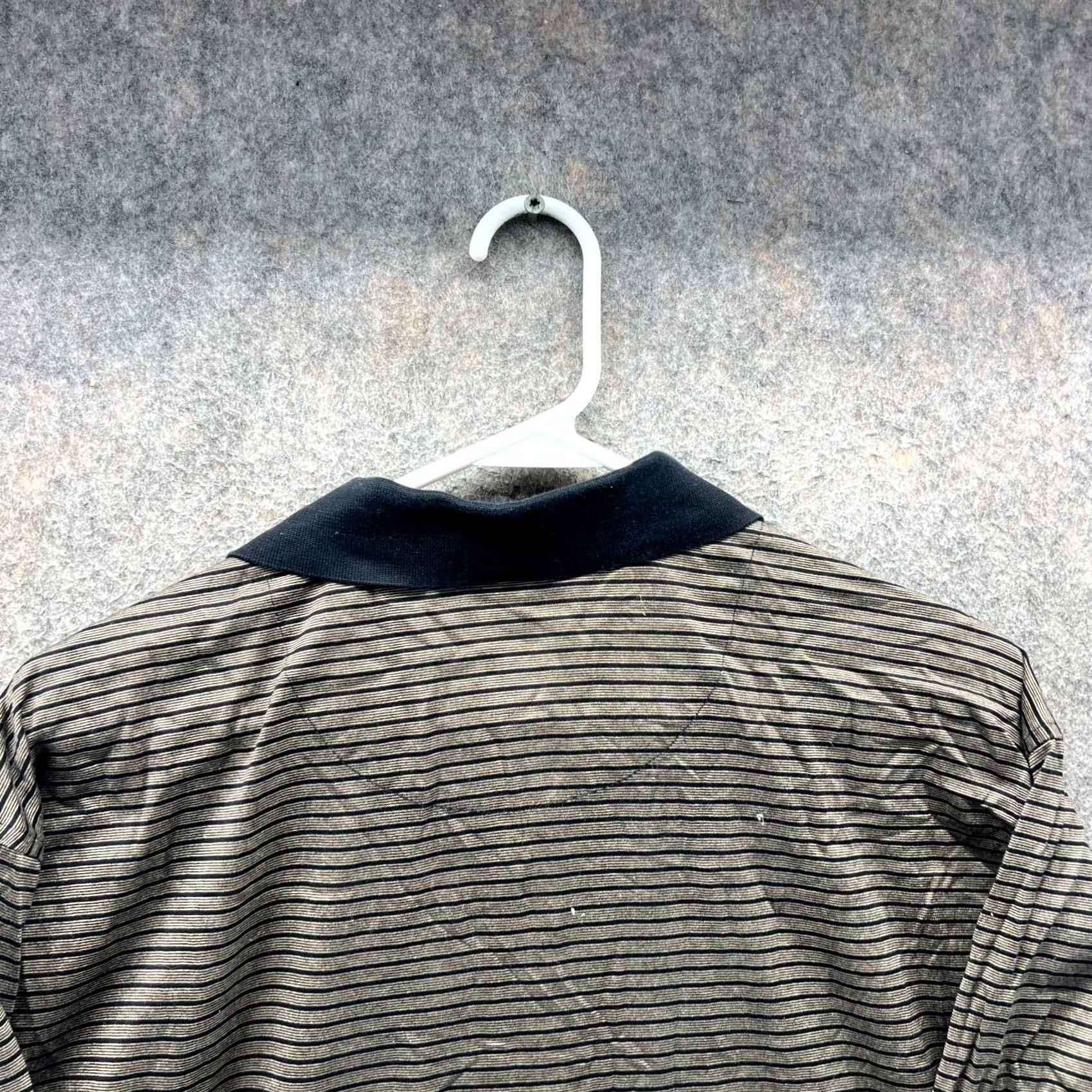 Tasso Elba Tasso Elba Golf Polo Shirt Mens Medium Beige Black Striped Iron Stretch - Size US M / EU 48-50 / 2 - 6 Thumbnail