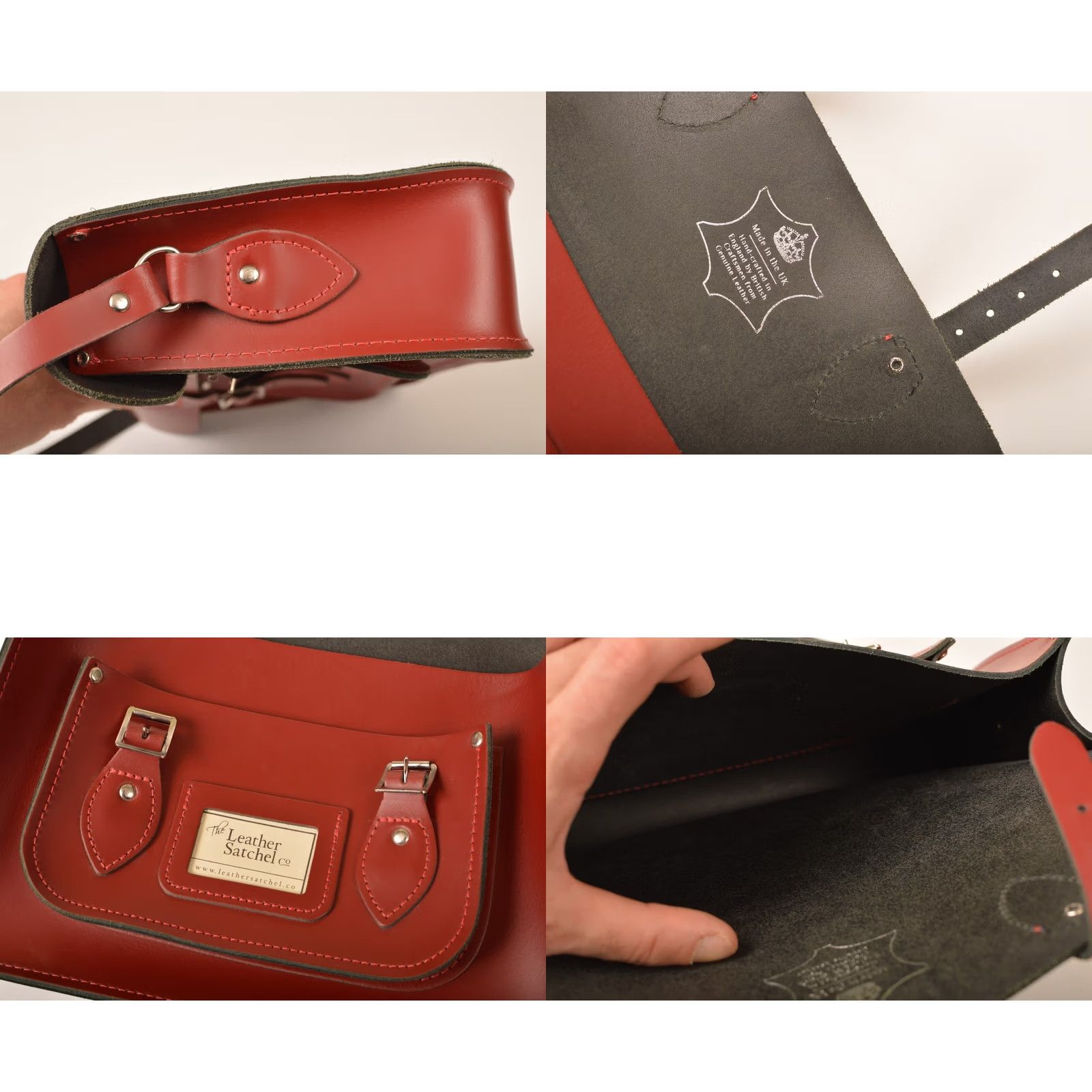 Vintage The Leather Satchel Company Classic Red Leather Satchel Shoulder Crossbody Bag Unisex Adults Leather Red Crossbody Bag Mens Womens Size ONE SIZE - 8 Thumbnail