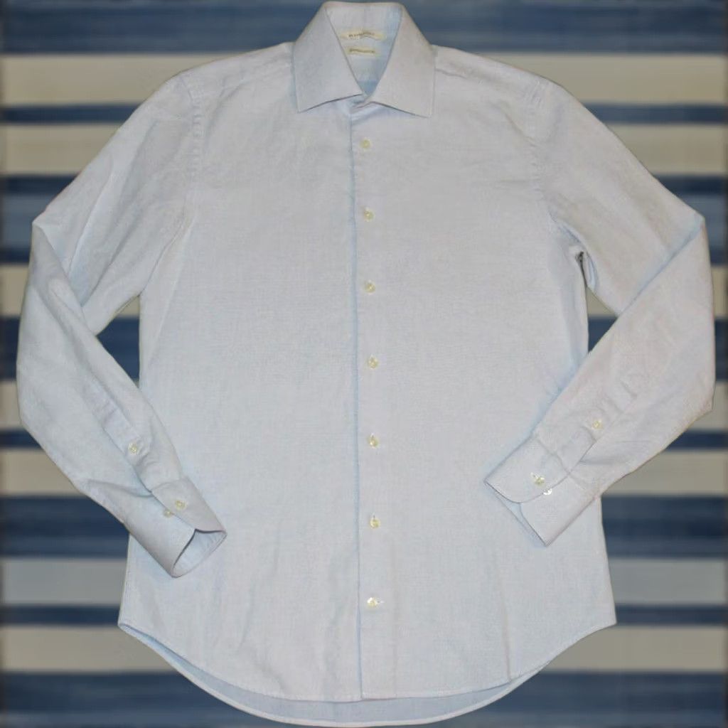 Suitsupply Suitsupply Blue Textured Long Sleeve Button Down Shirt Slim Fit 37-14.5 Shirt Mens Adult 14.5 Blue Regular XS-? Size US M / EU 48-50 / 2 - 1 Thumbnail