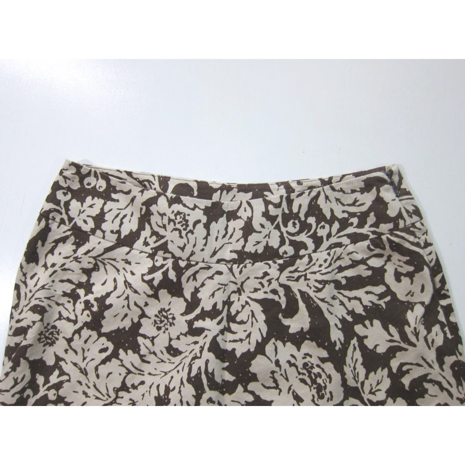 Vintage Style & Co. 100% Linen Brown Floral Modest Casual A-Line Skirt Women 4 Size 27" / US 4 / IT 40 - 4 Thumbnail