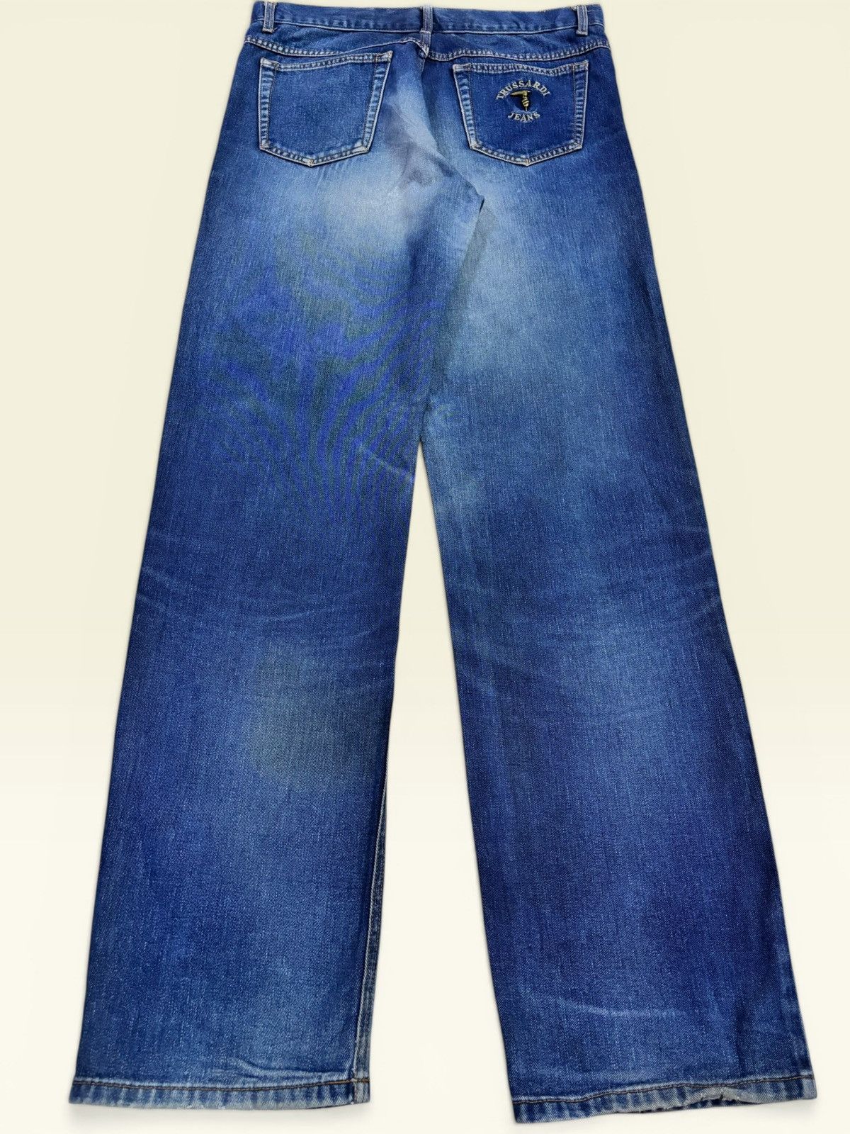 Trussardi Vtg Italy Trussardi Blue Washed Faded Distress Jeans Size US 34 / EU 50 - 2 Thumbnail